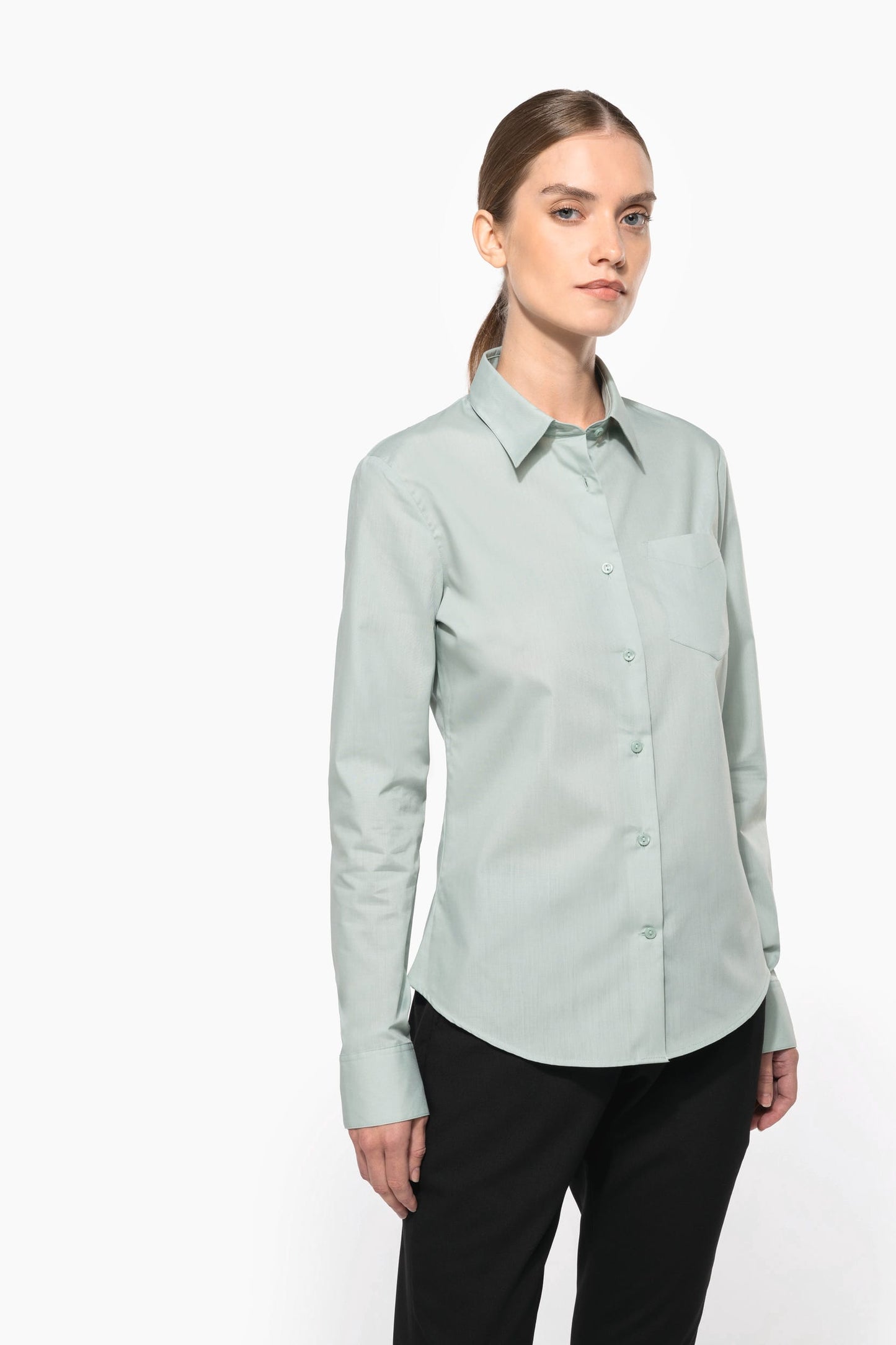 K549 - Camicia popeline policotone donna facile da lavare