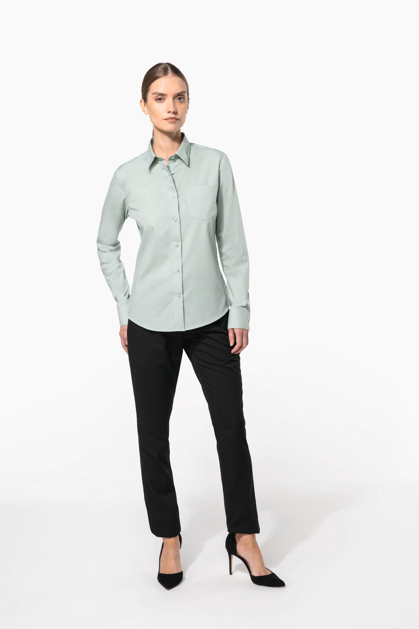 K549 - Camicia popeline policotone donna facile da lavare