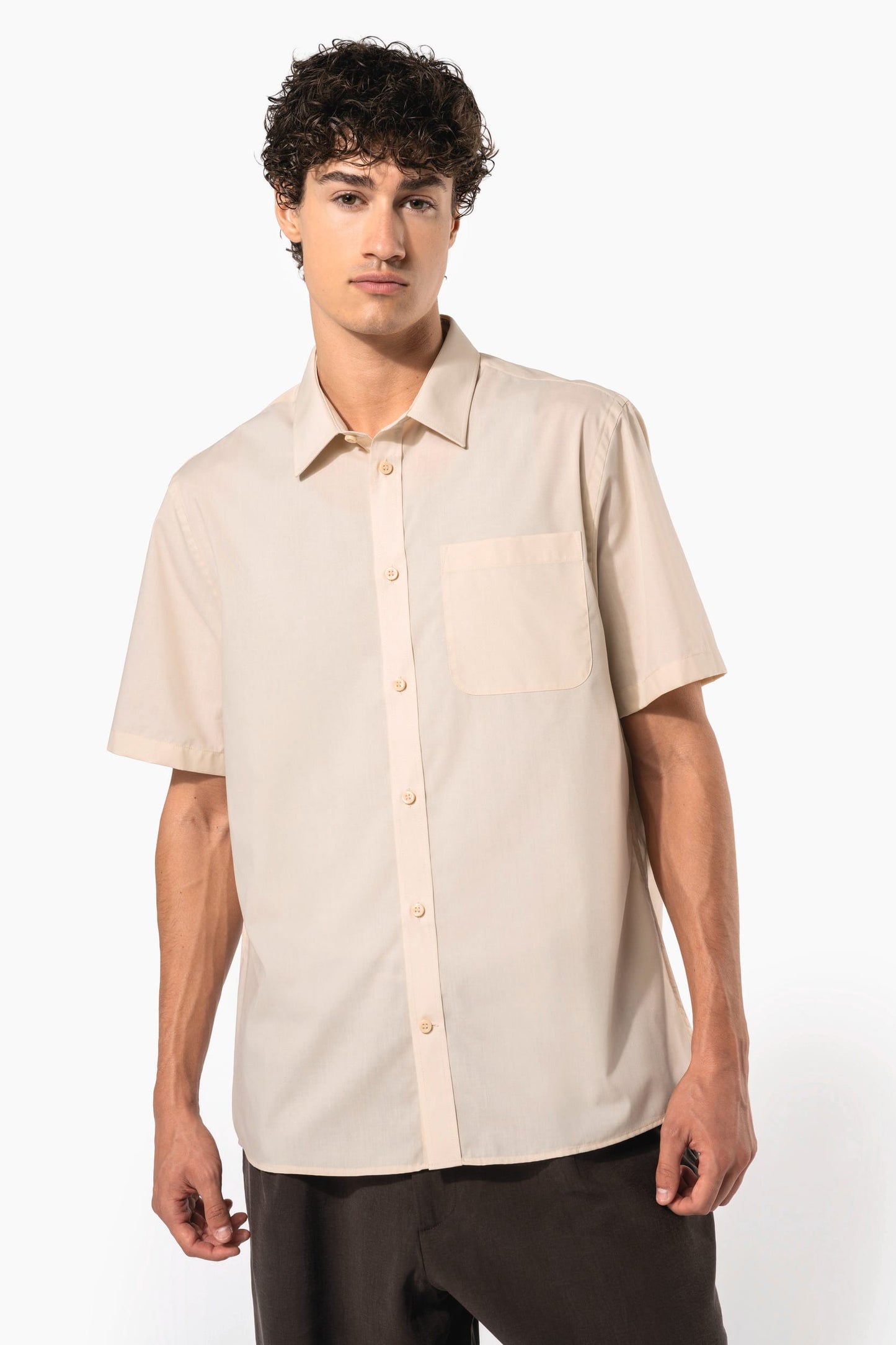 K551 - Camicia popeline policotone uomo maniche corte facile da lavare