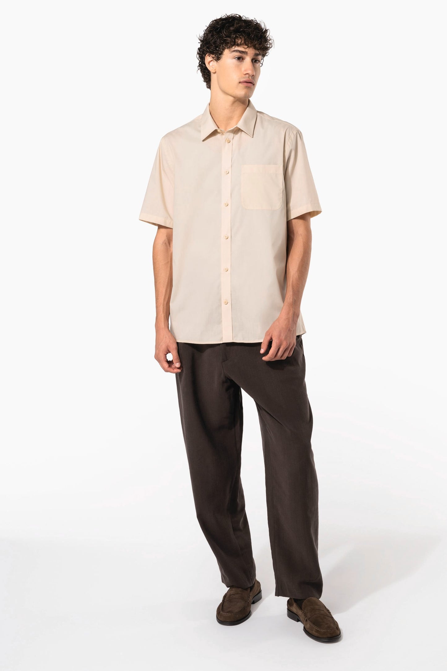 K551 - Camicia popeline policotone uomo maniche corte facile da lavare