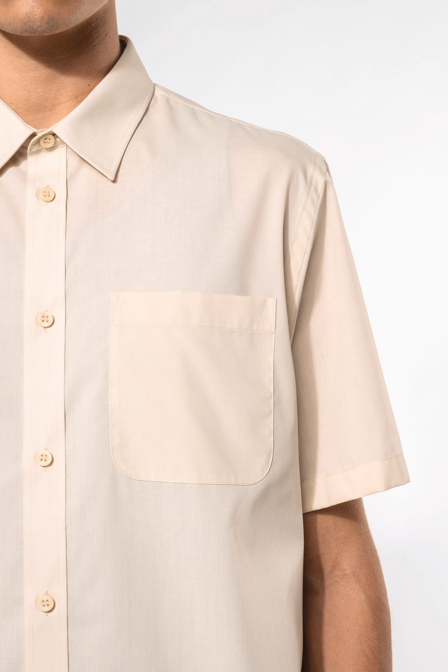 K551 - Camicia popeline policotone uomo maniche corte facile da lavare