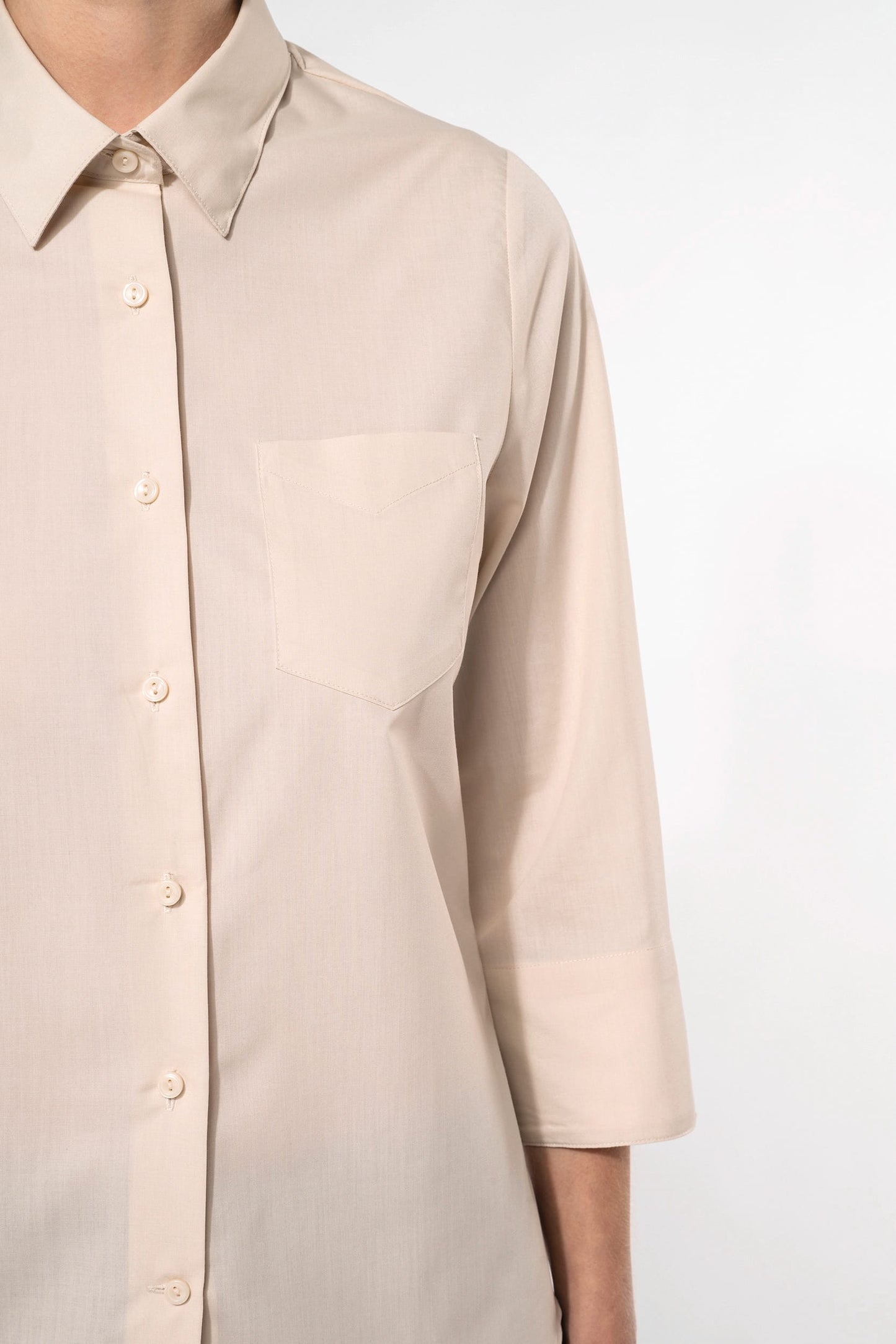 K558 - Camicia popeline policotone donna maniche 3/4 facile da lavare