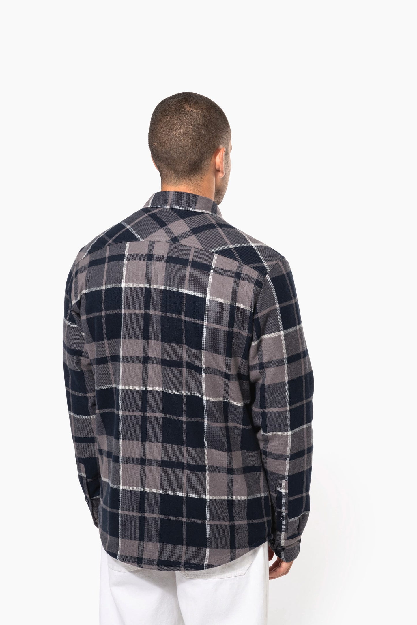 K579 - Giacca-camicia a quadri foderata in sherpa