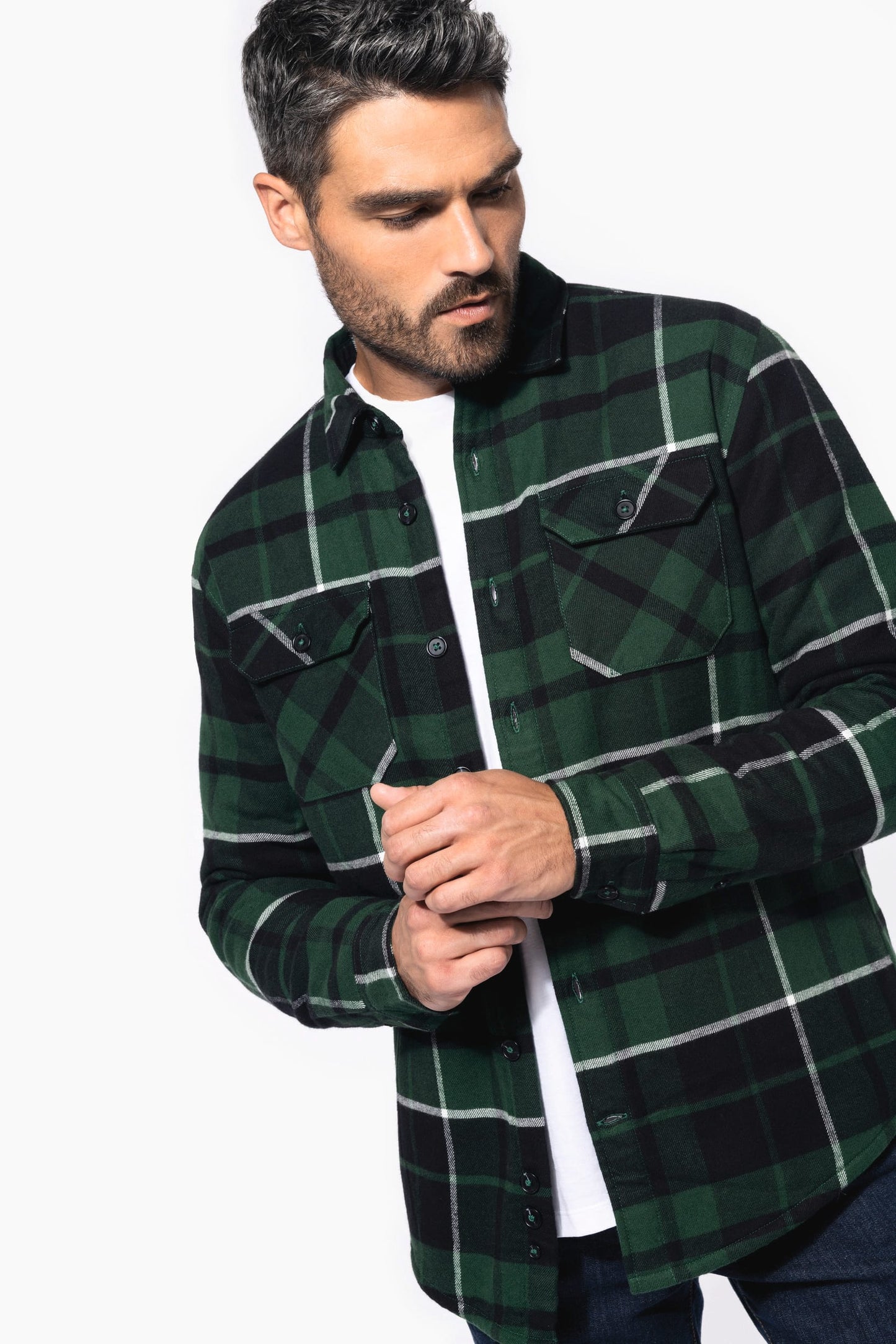 K579 - Giacca-camicia a quadri foderata in sherpa