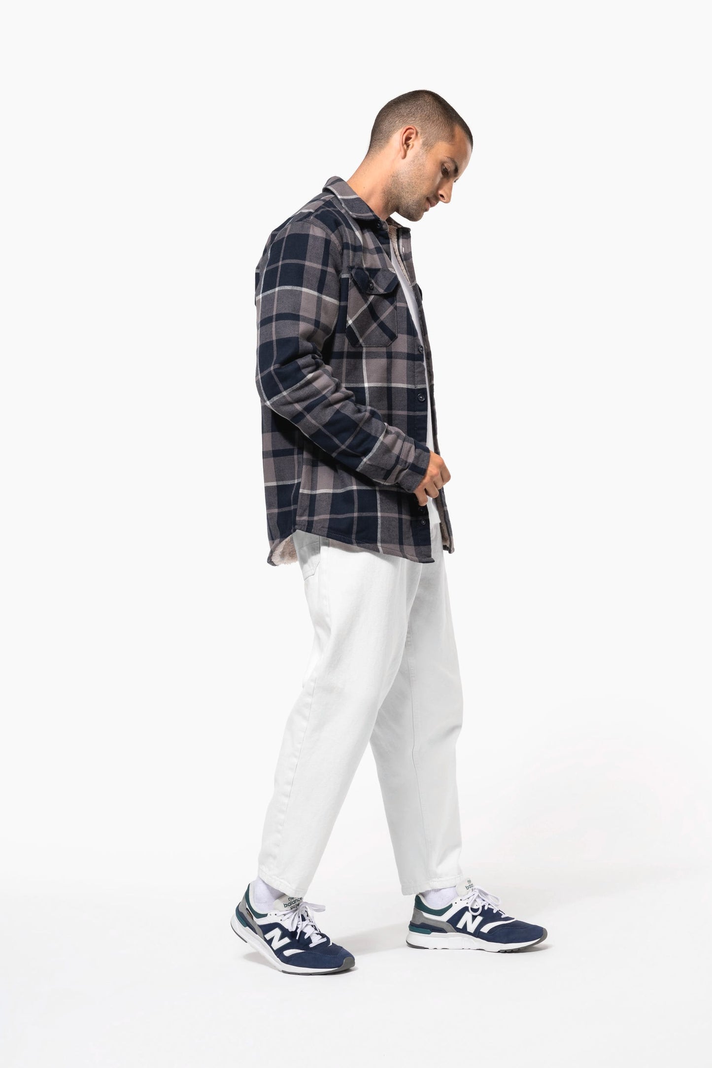 K579 - Giacca-camicia a quadri foderata in sherpa