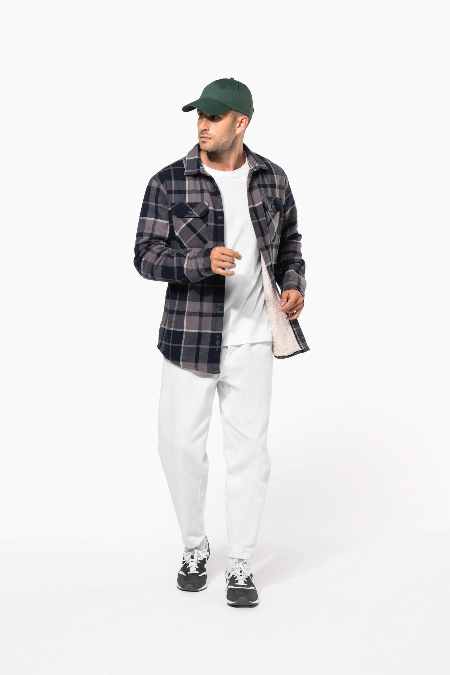K579 - Giacca-camicia a quadri foderata in sherpa