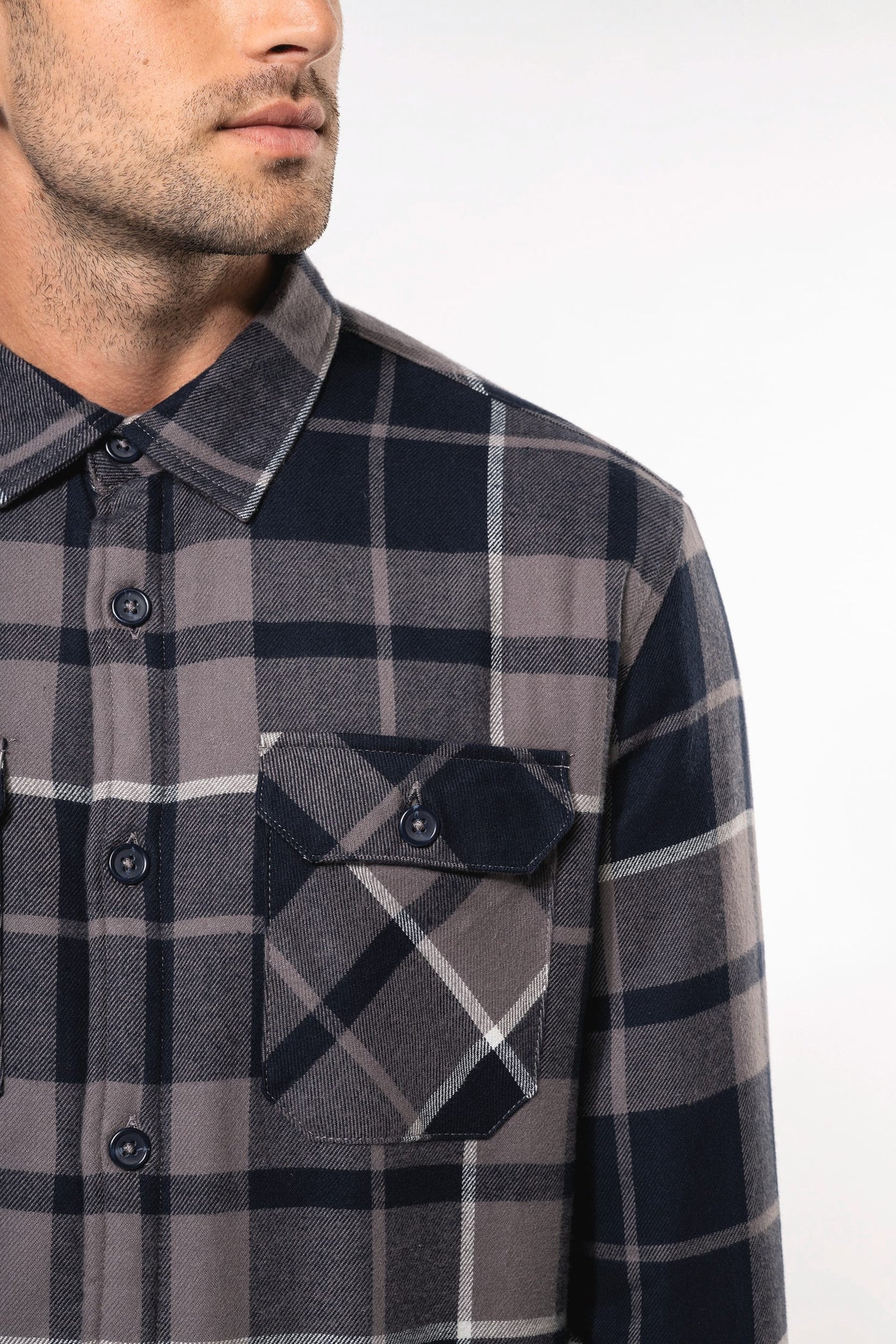 K579 - Giacca-camicia a quadri foderata in sherpa