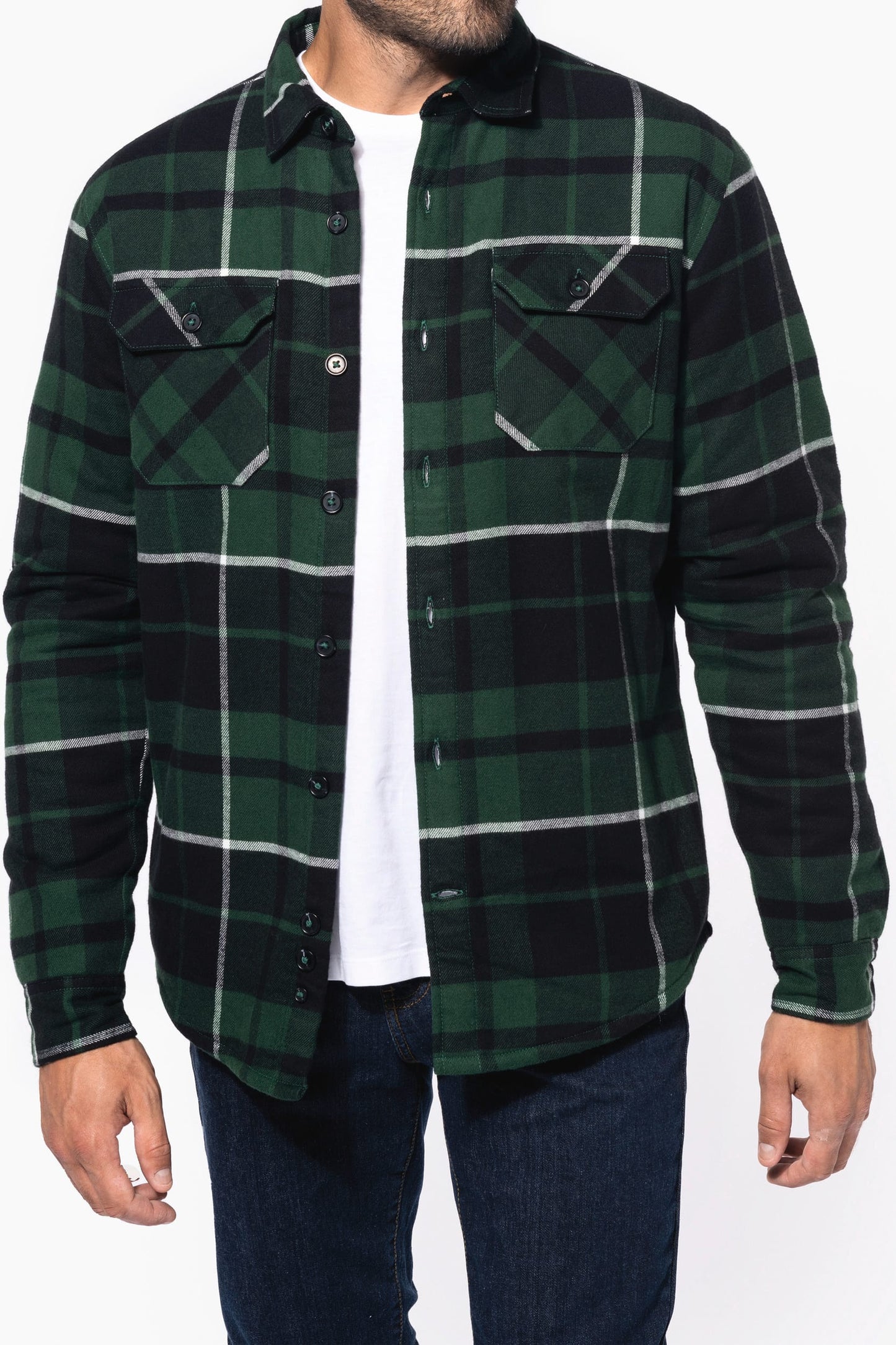 K579 - Giacca-camicia a quadri foderata in sherpa