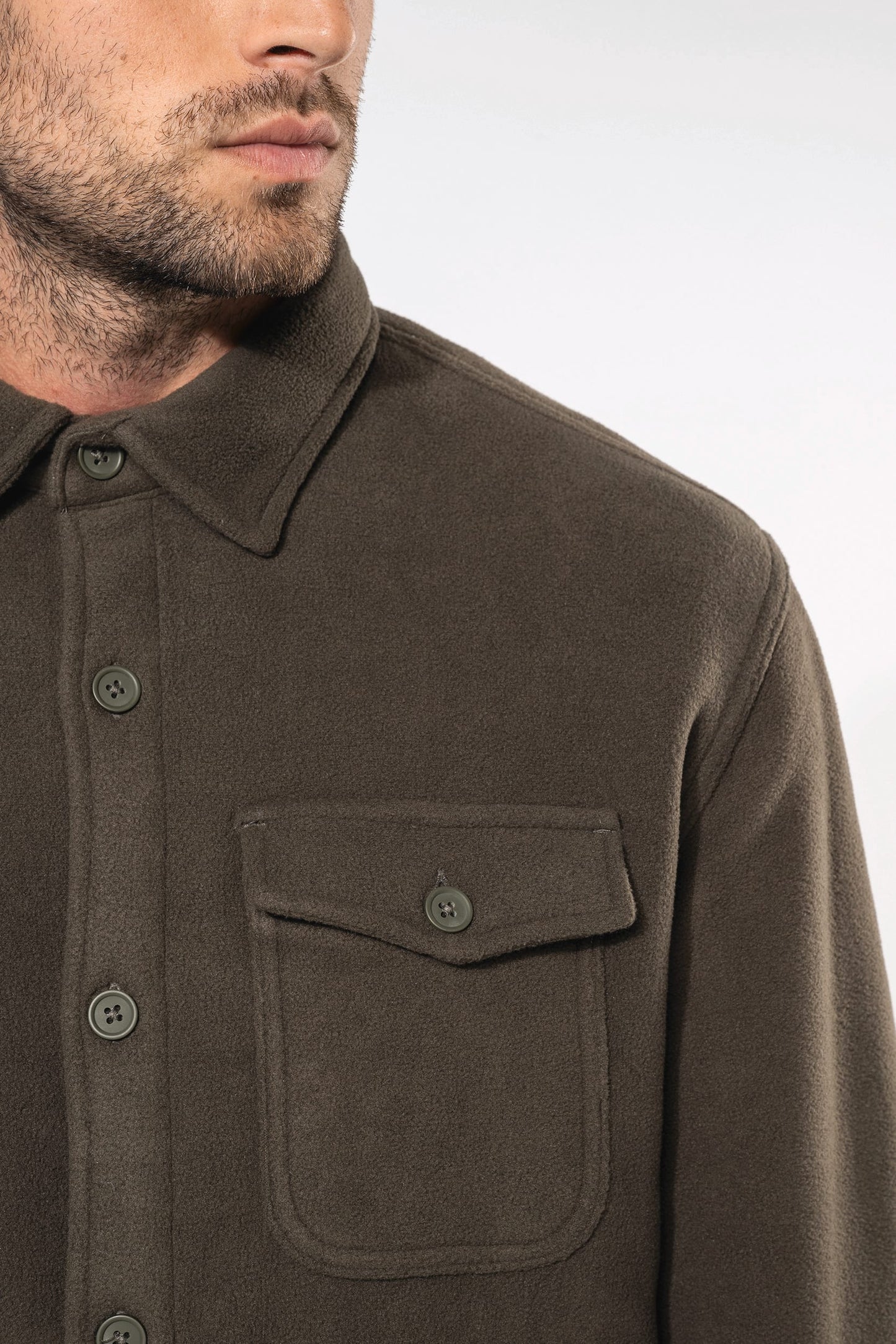 K582 - Giacca-camicia in pile foderata in sherpa