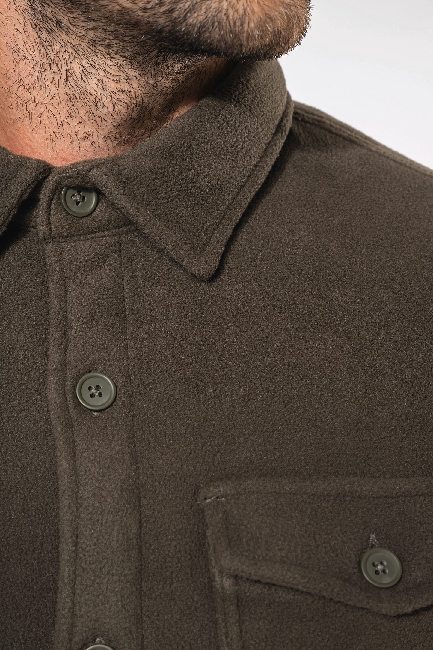 K582 - Giacca-camicia in pile foderata in sherpa