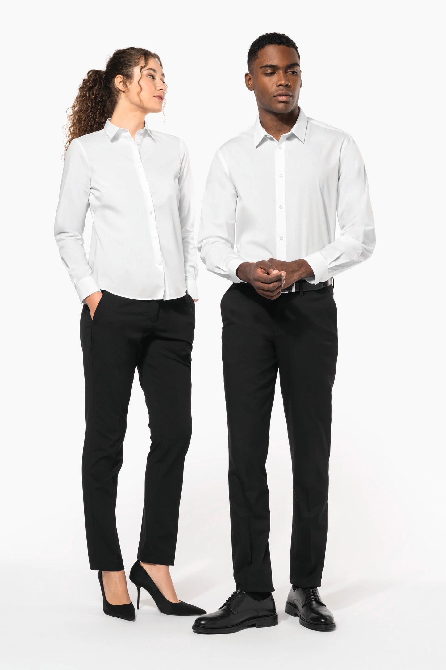 K584 - Camicia popeline policotone donna facile da lavare