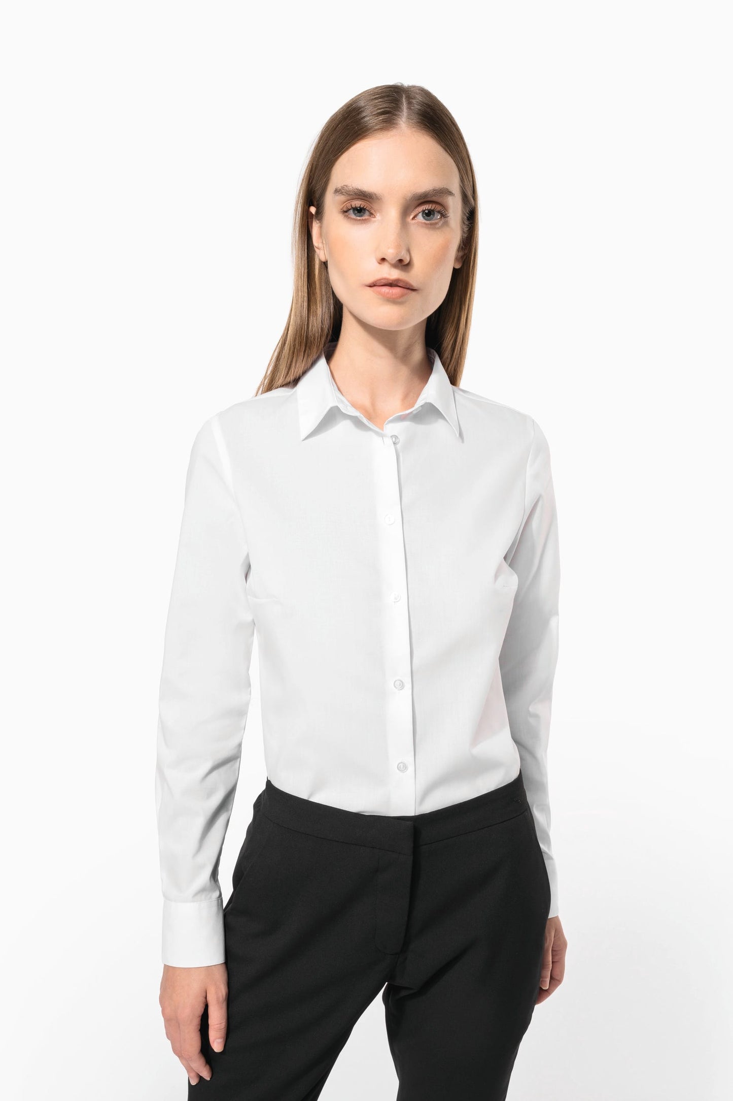 K584 - Camicia popeline policotone donna facile da lavare