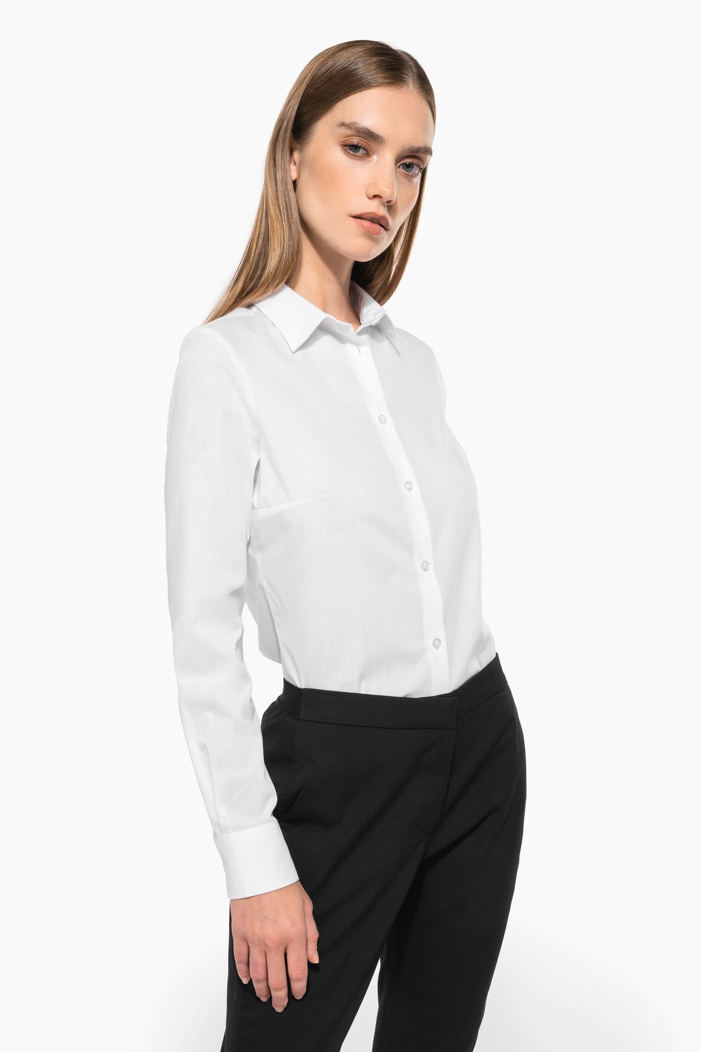 K584 - Camicia popeline policotone donna facile da lavare