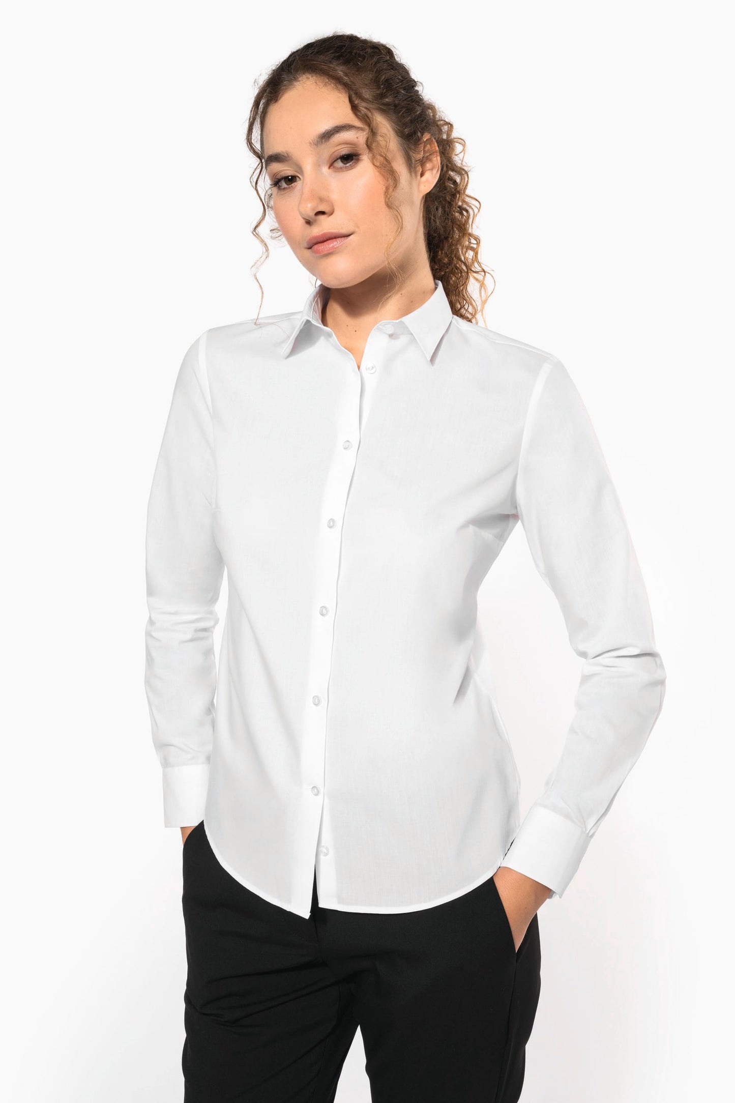 K584 - Camicia popeline policotone donna facile da lavare