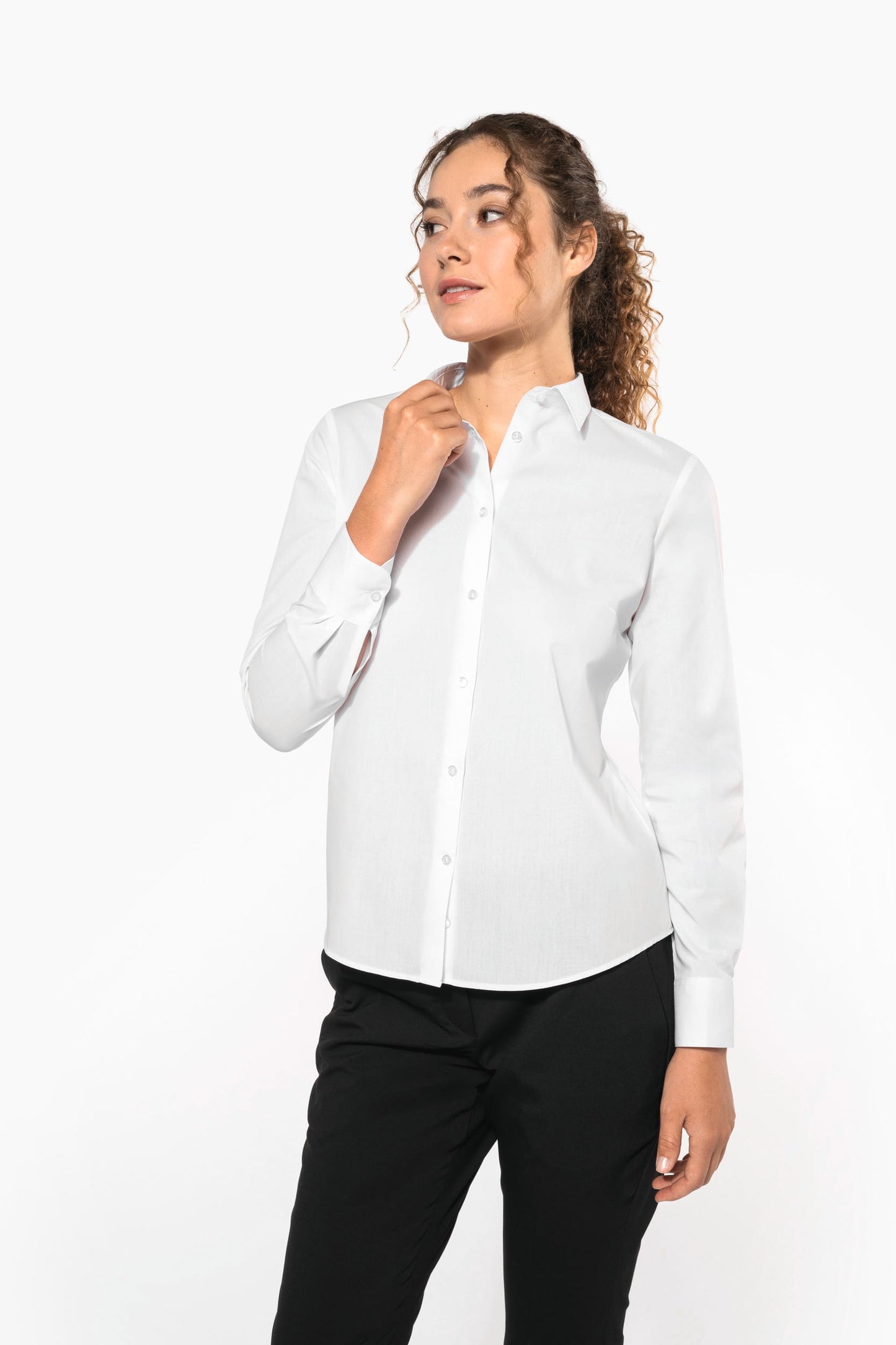 K584 - Camicia popeline policotone donna facile da lavare