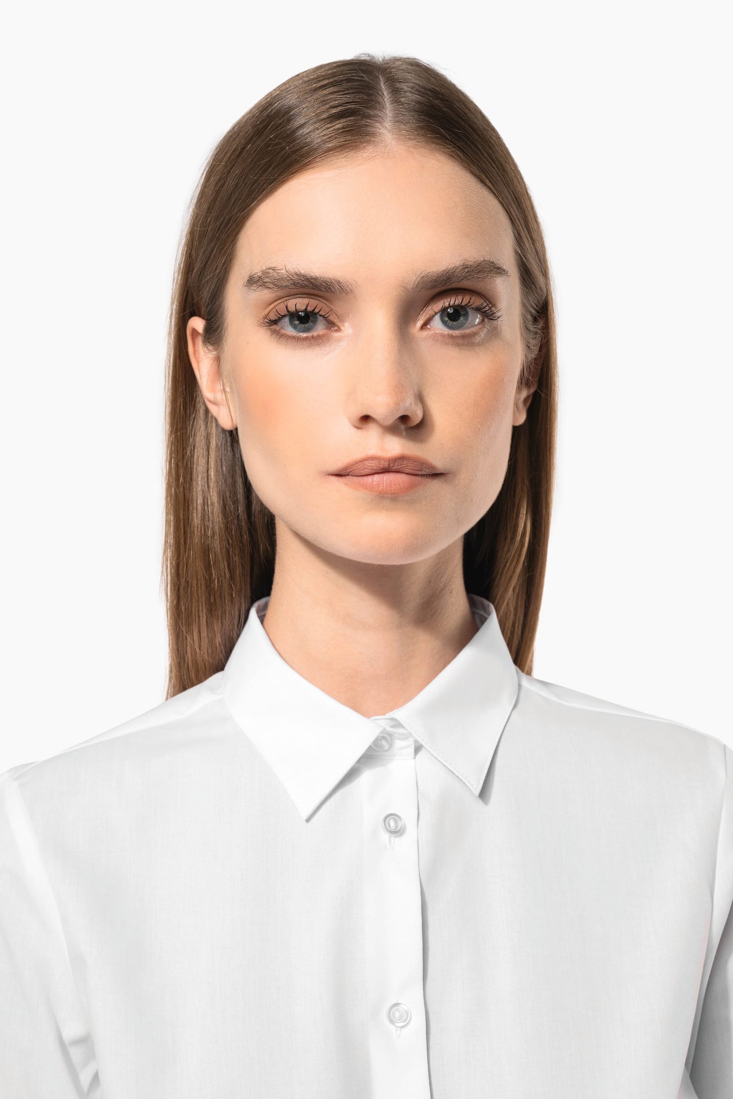 K584 - Camicia popeline policotone donna facile da lavare