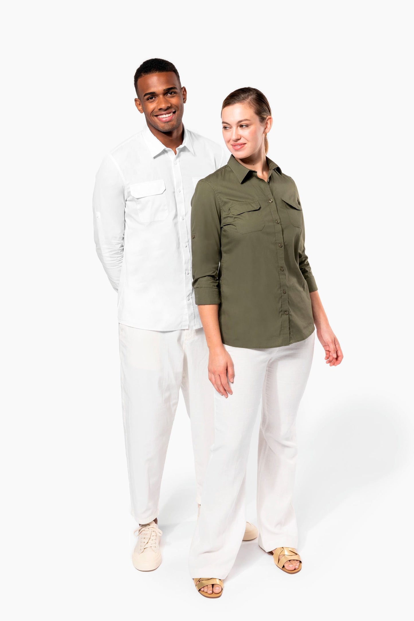 K591 - Camicia donna safari maniche lunghe