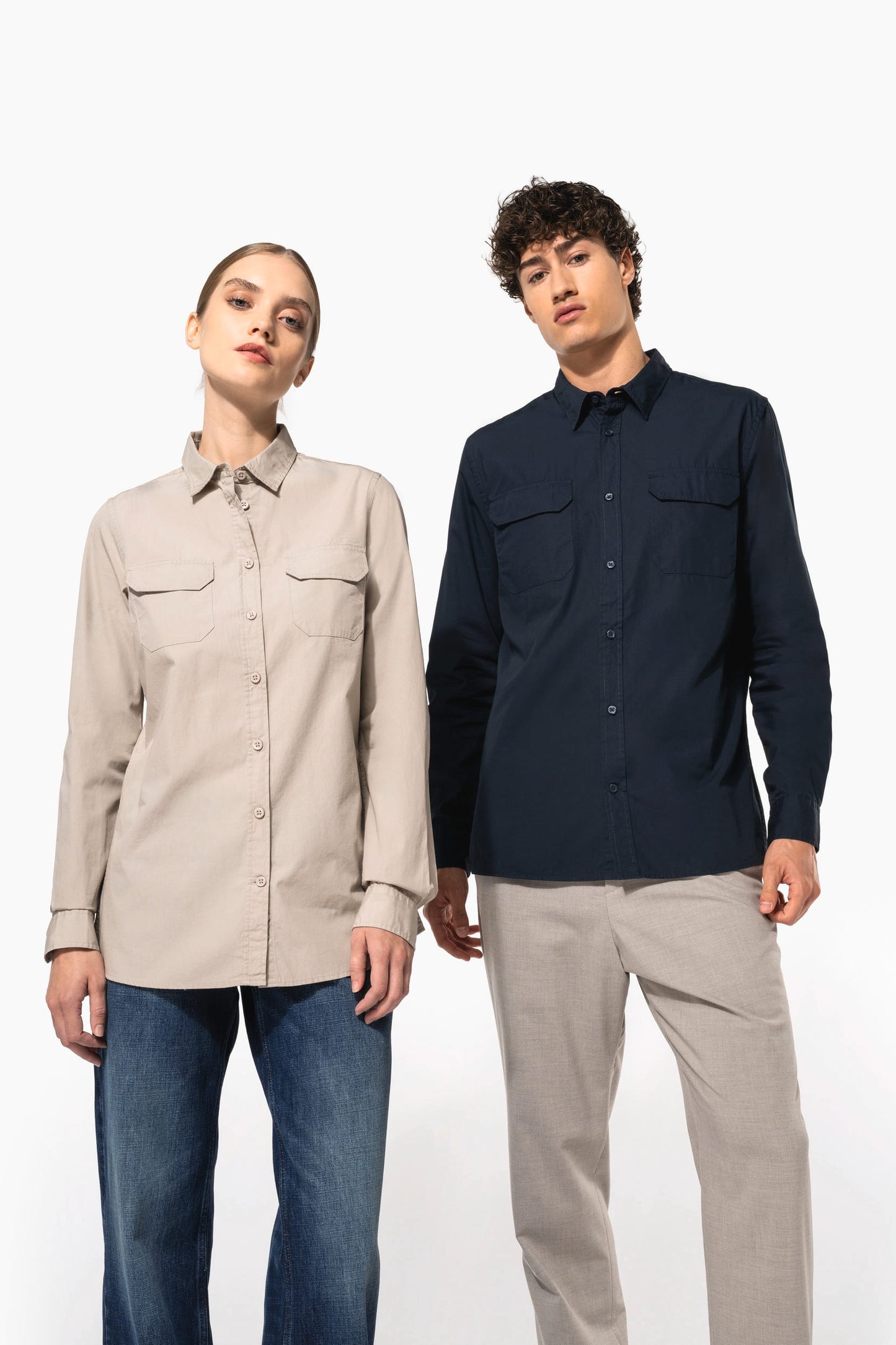 K591 - Camicia donna safari maniche lunghe