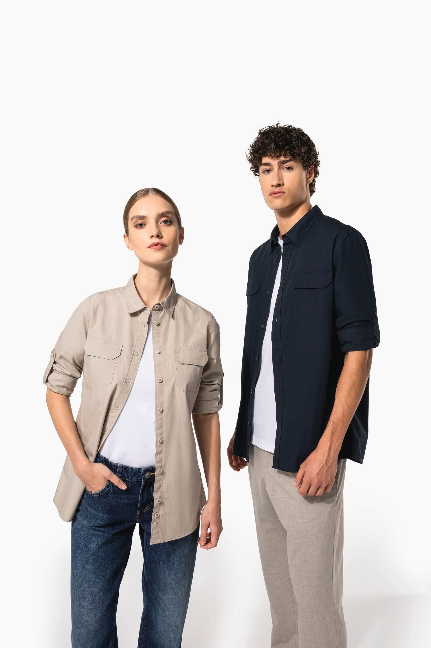 K591 - Camicia donna safari maniche lunghe