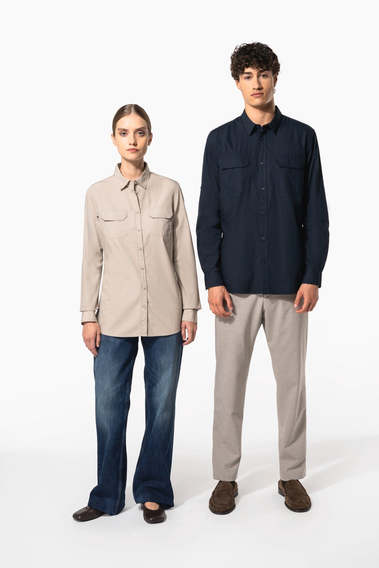 K591 - Camicia donna safari maniche lunghe