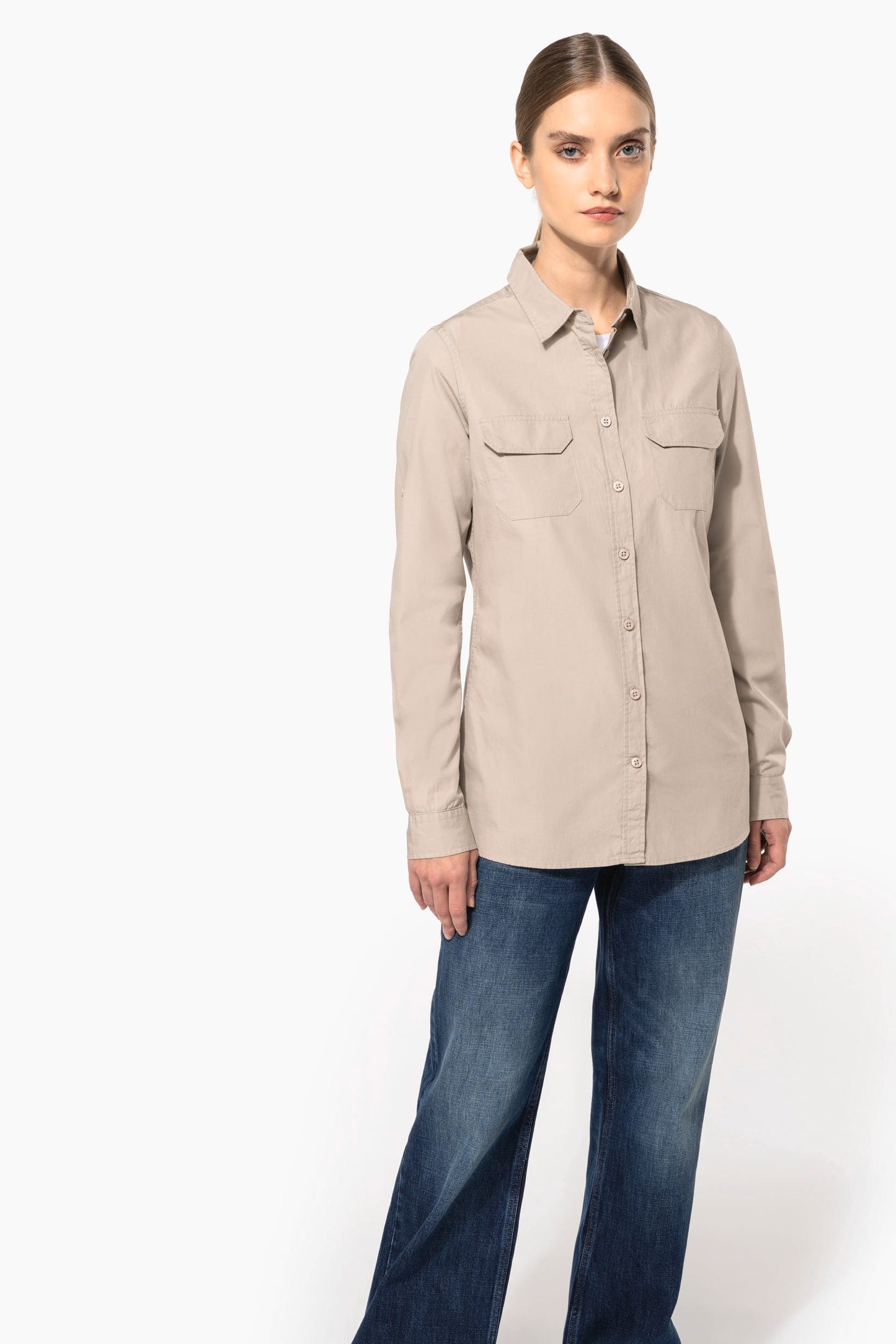 K591 - Camicia donna safari maniche lunghe