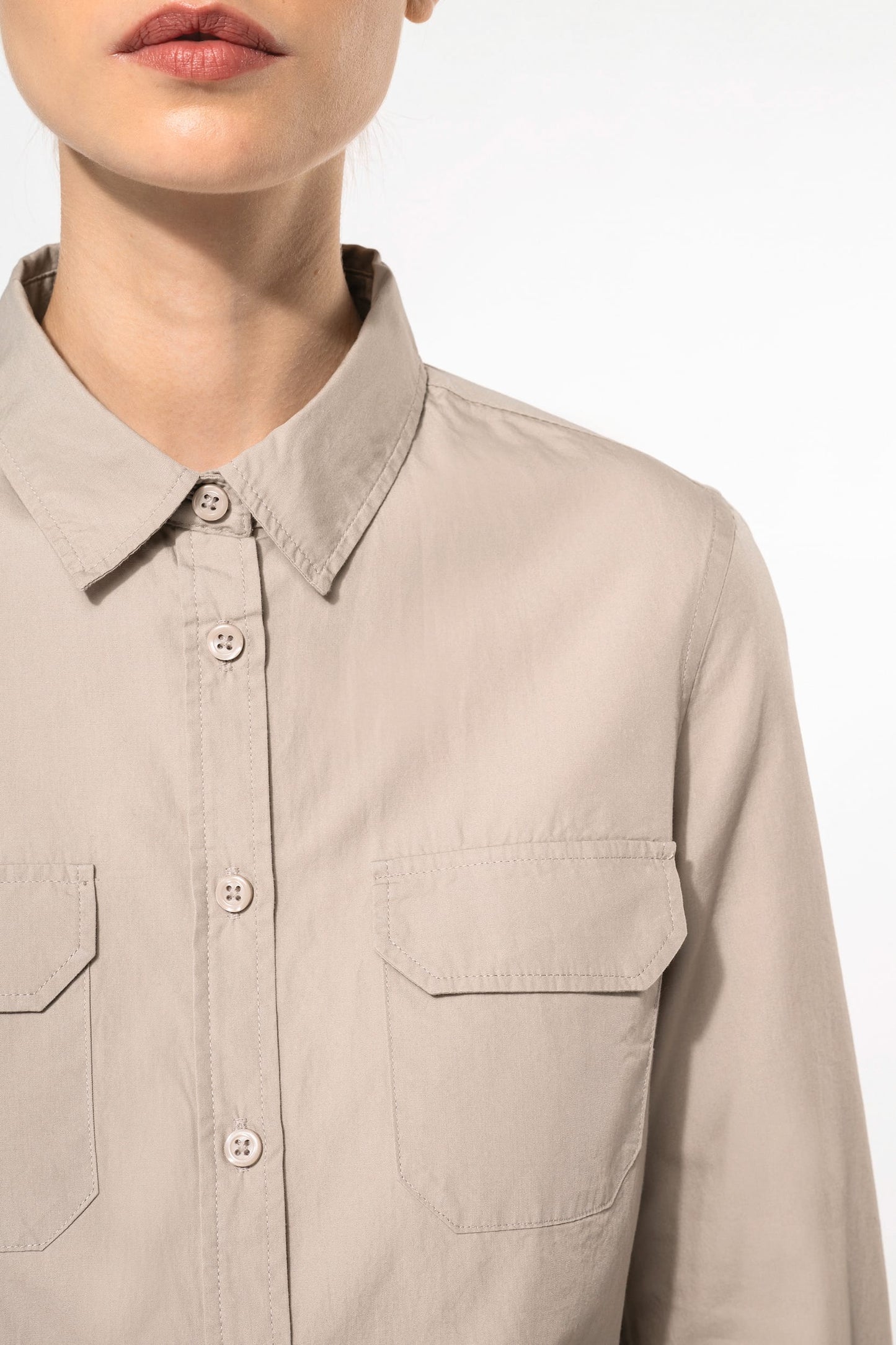 K591 - Camicia donna safari maniche lunghe