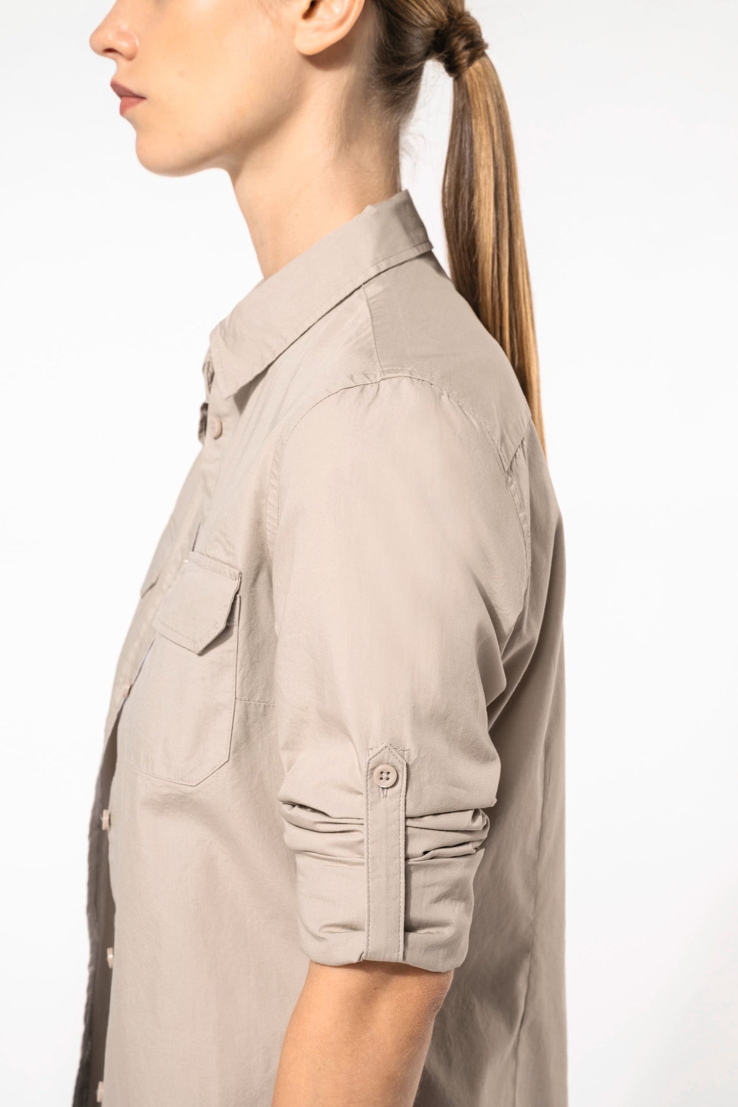 K591 - Camicia donna safari maniche lunghe