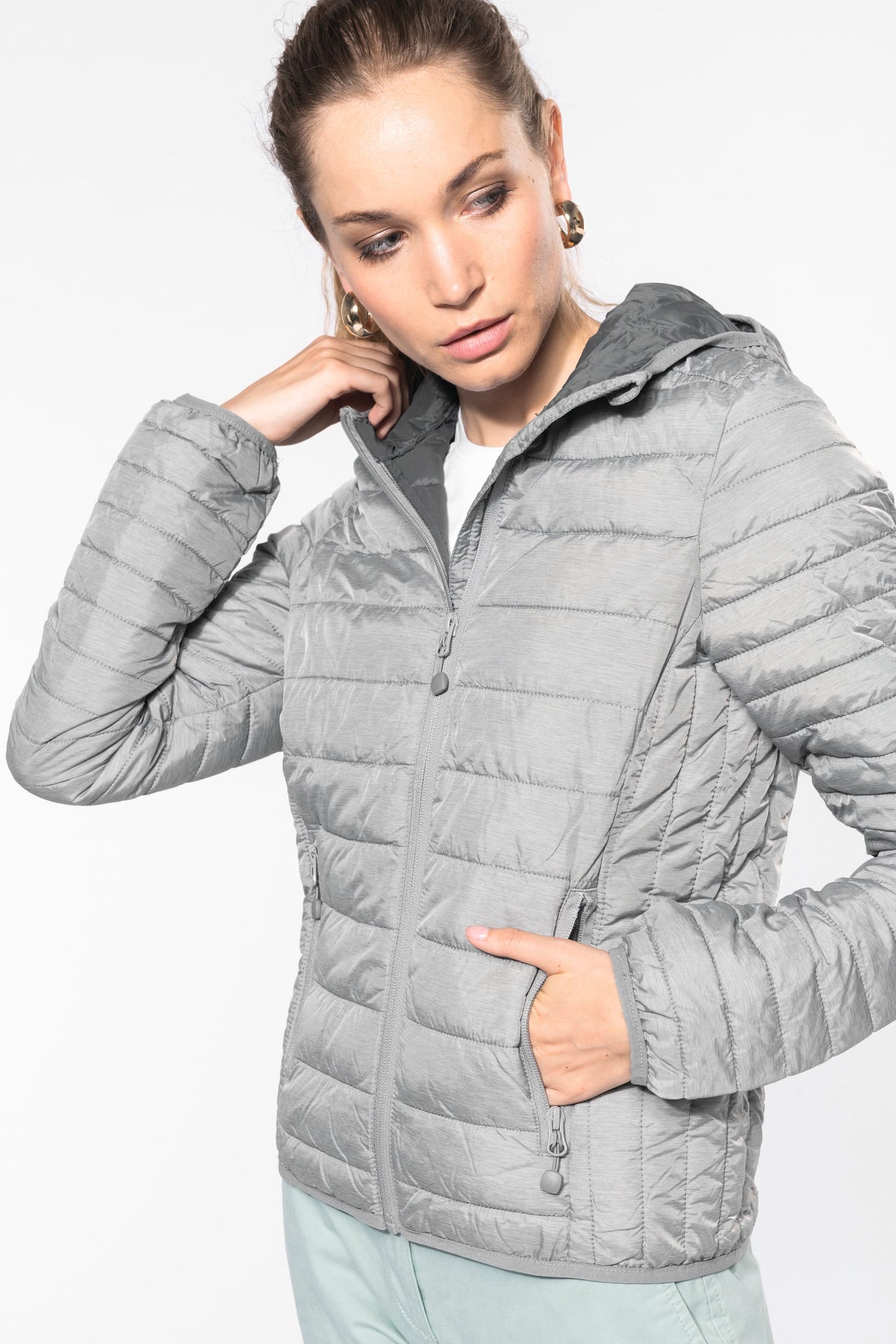 K6111 - Piumino donna leggero con cappuccio