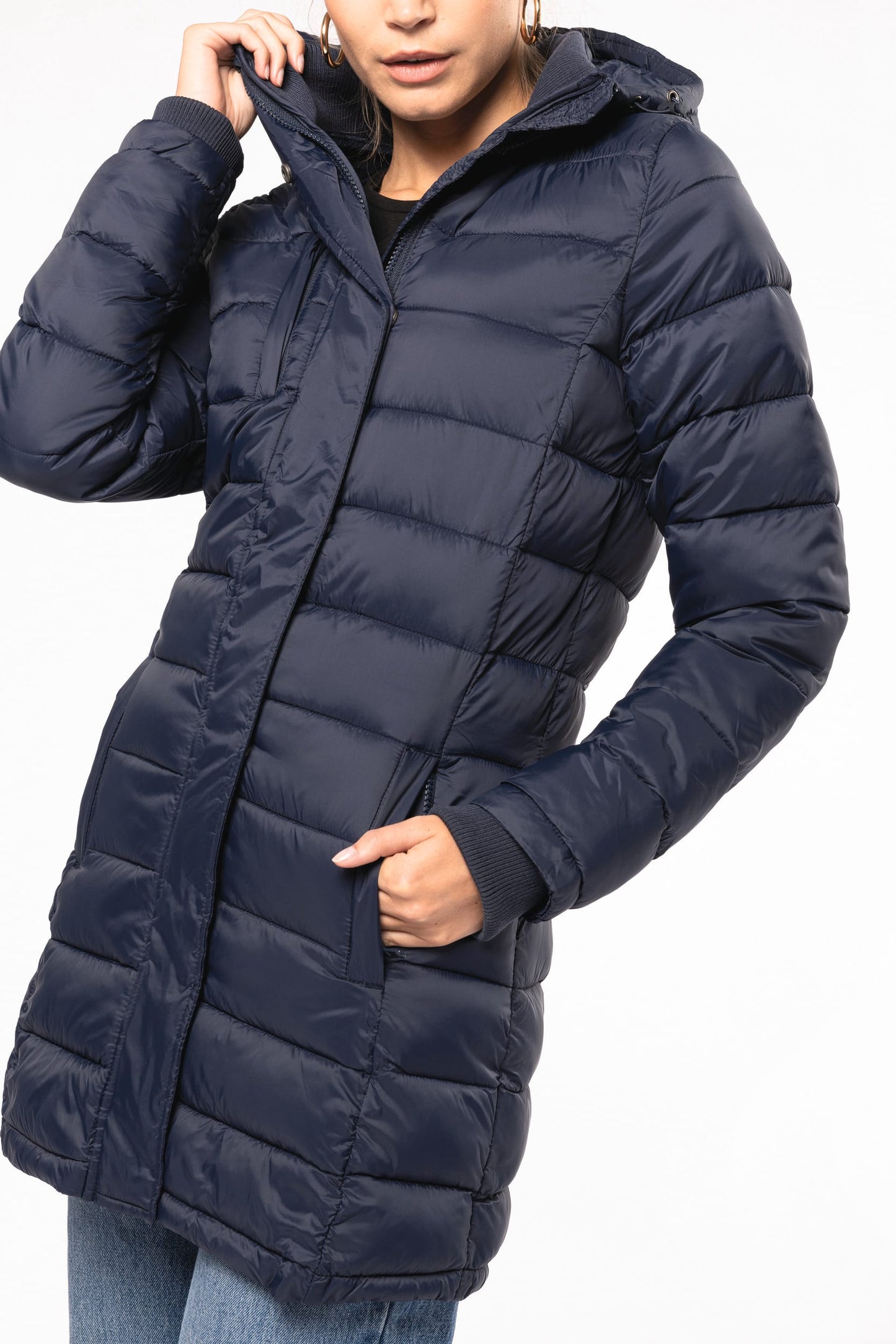 K6129 - Parka piumino donna leggero con cappuccio