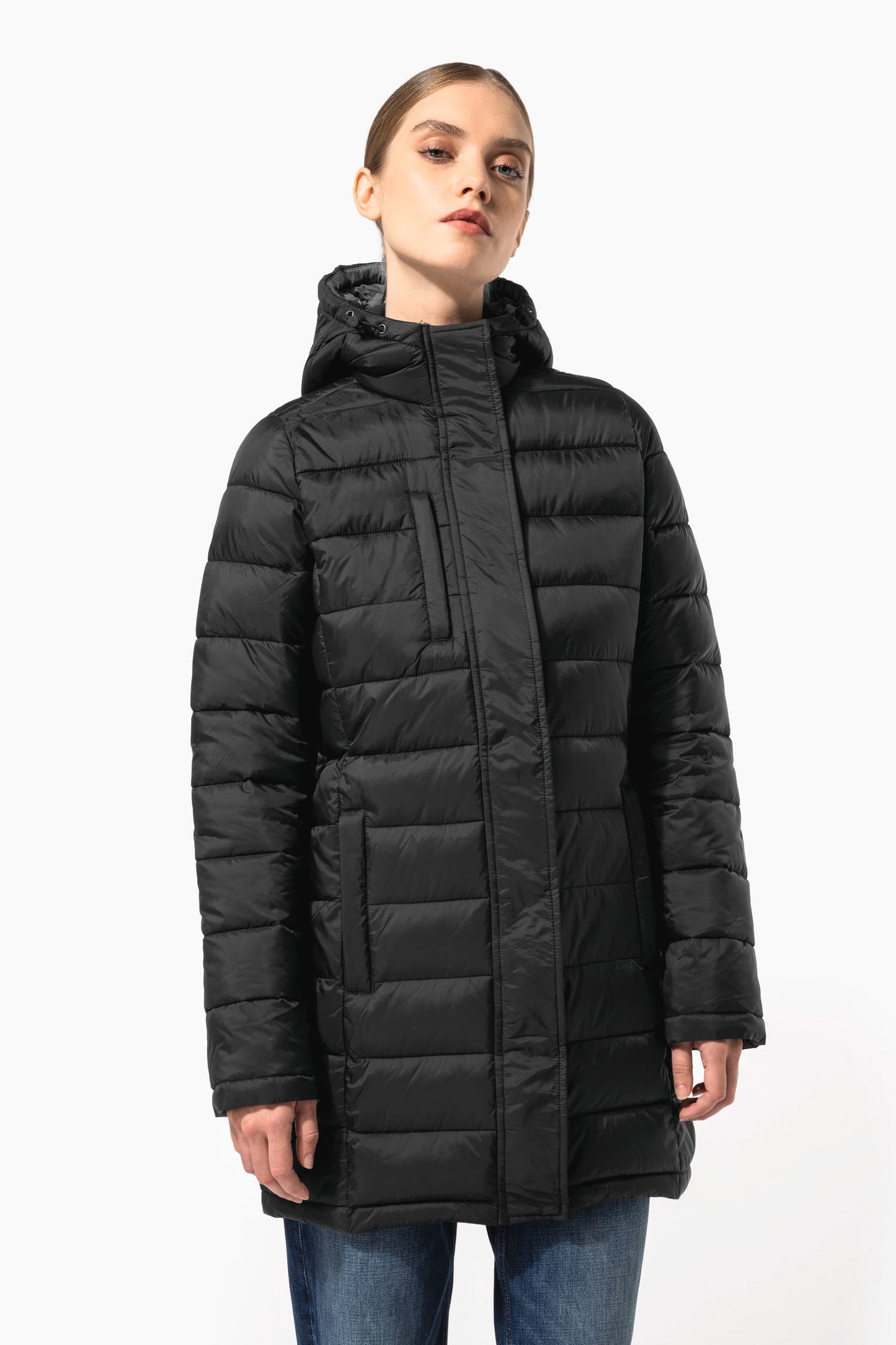 K6129 - Parka piumino donna leggero con cappuccio
