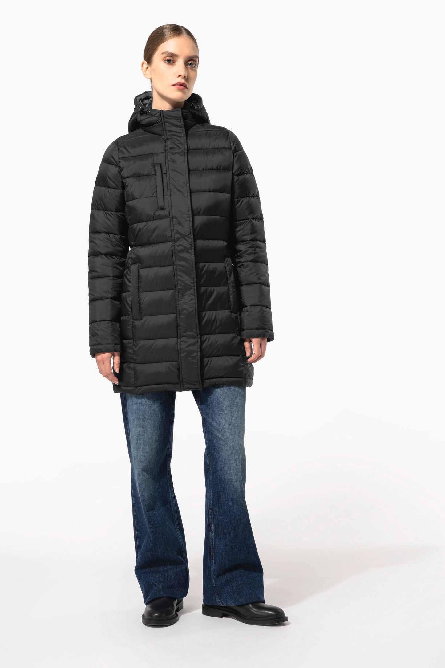 K6129 - Parka piumino donna leggero con cappuccio