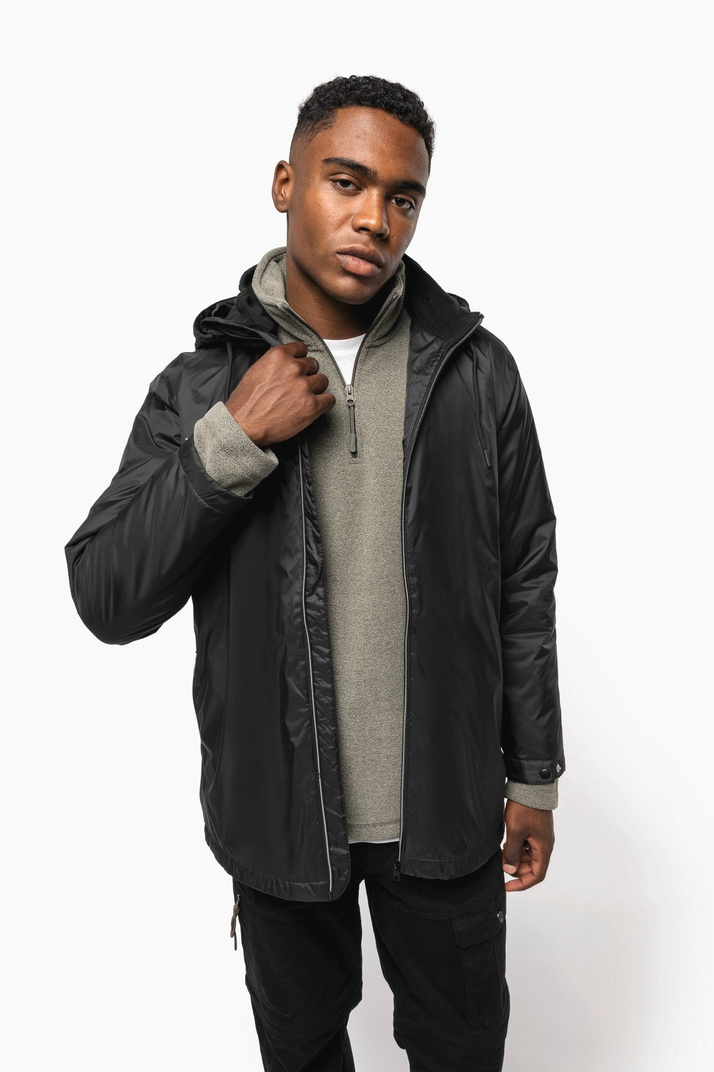 K6153 - Giacca unisex con cappuccio foderato in micropile