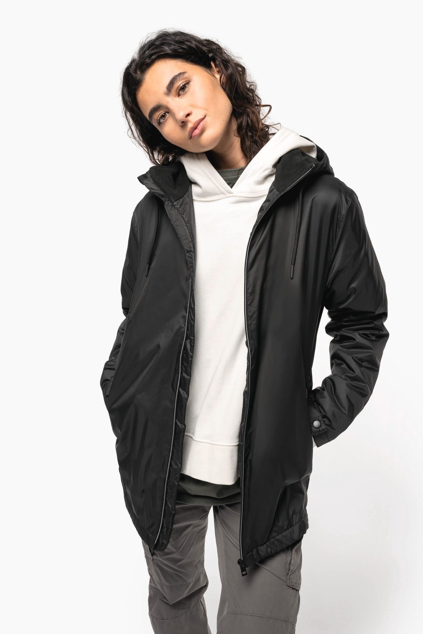 K6153 - Giacca unisex con cappuccio foderato in micropile
