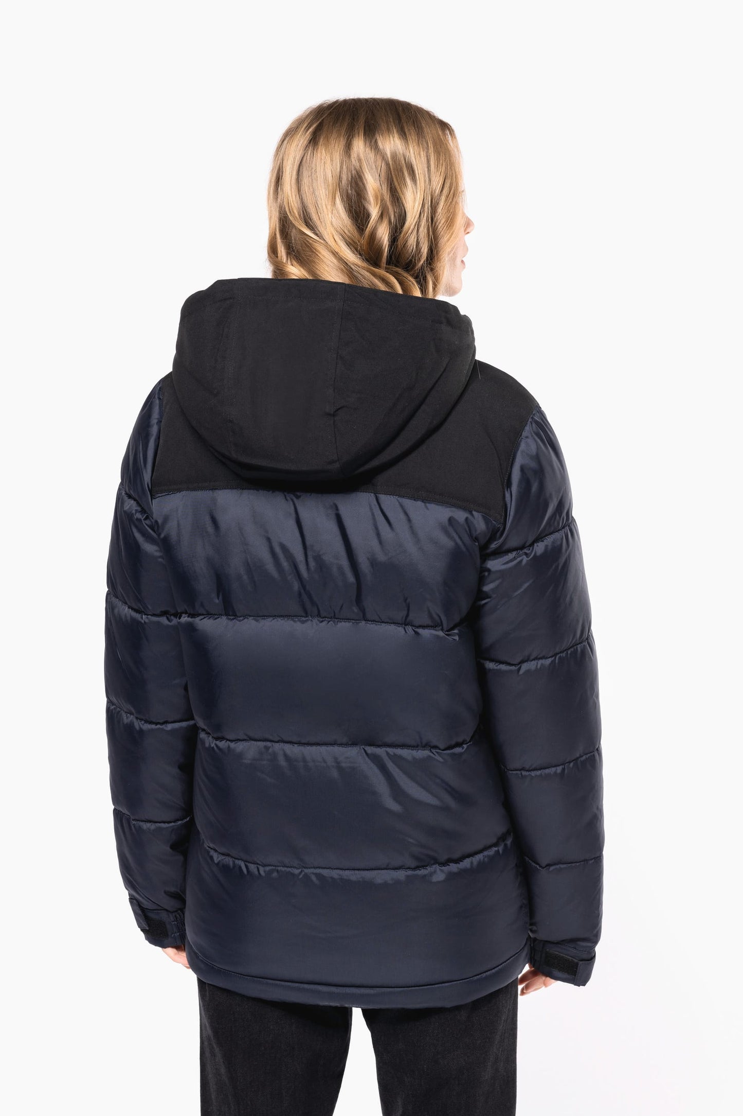 K6163 - Parka imbottito con cappuccio bicolore unisex