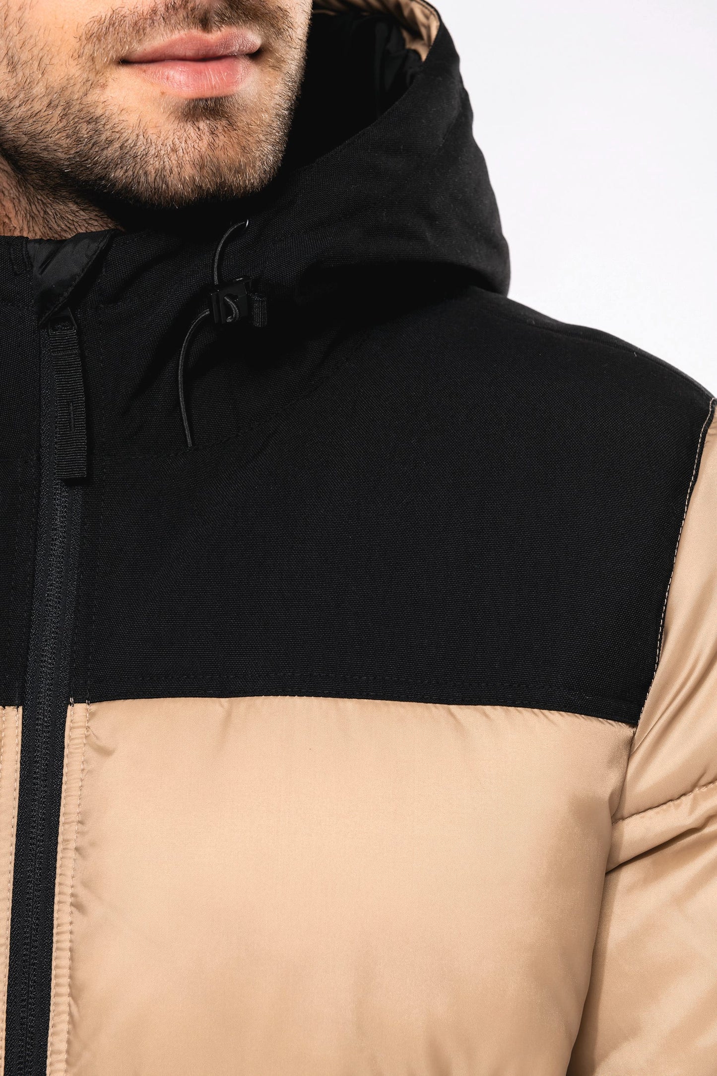 K6163 - Parka imbottito con cappuccio bicolore unisex
