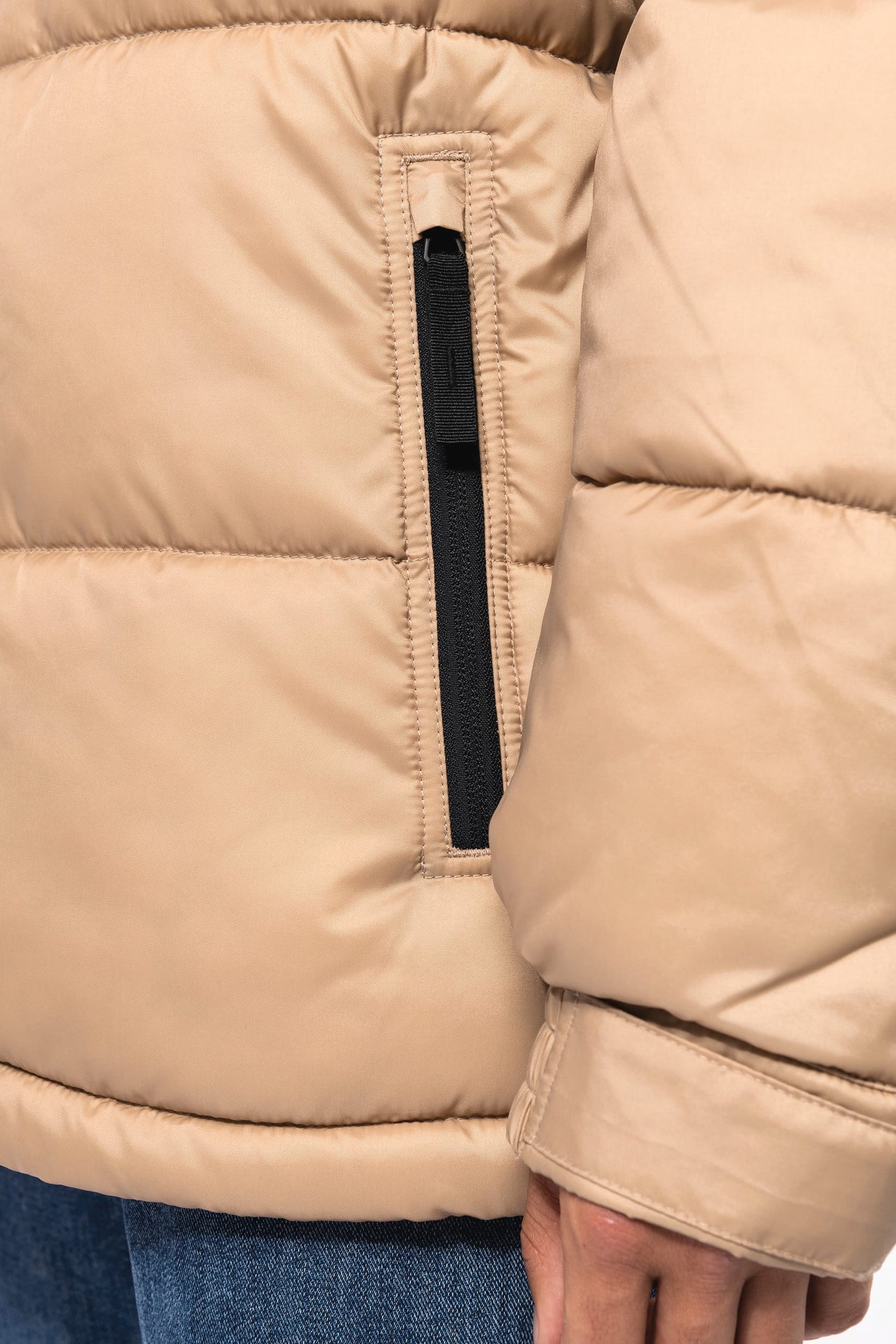 K6163 - Parka imbottito con cappuccio bicolore unisex