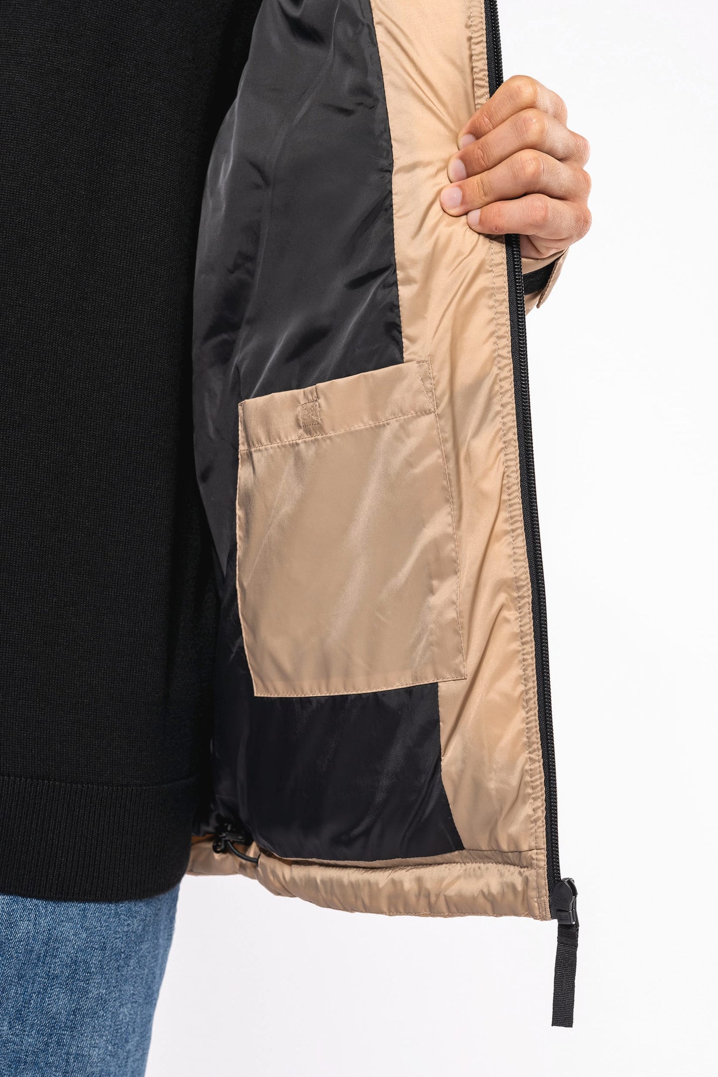 K6163 - Parka imbottito con cappuccio bicolore unisex