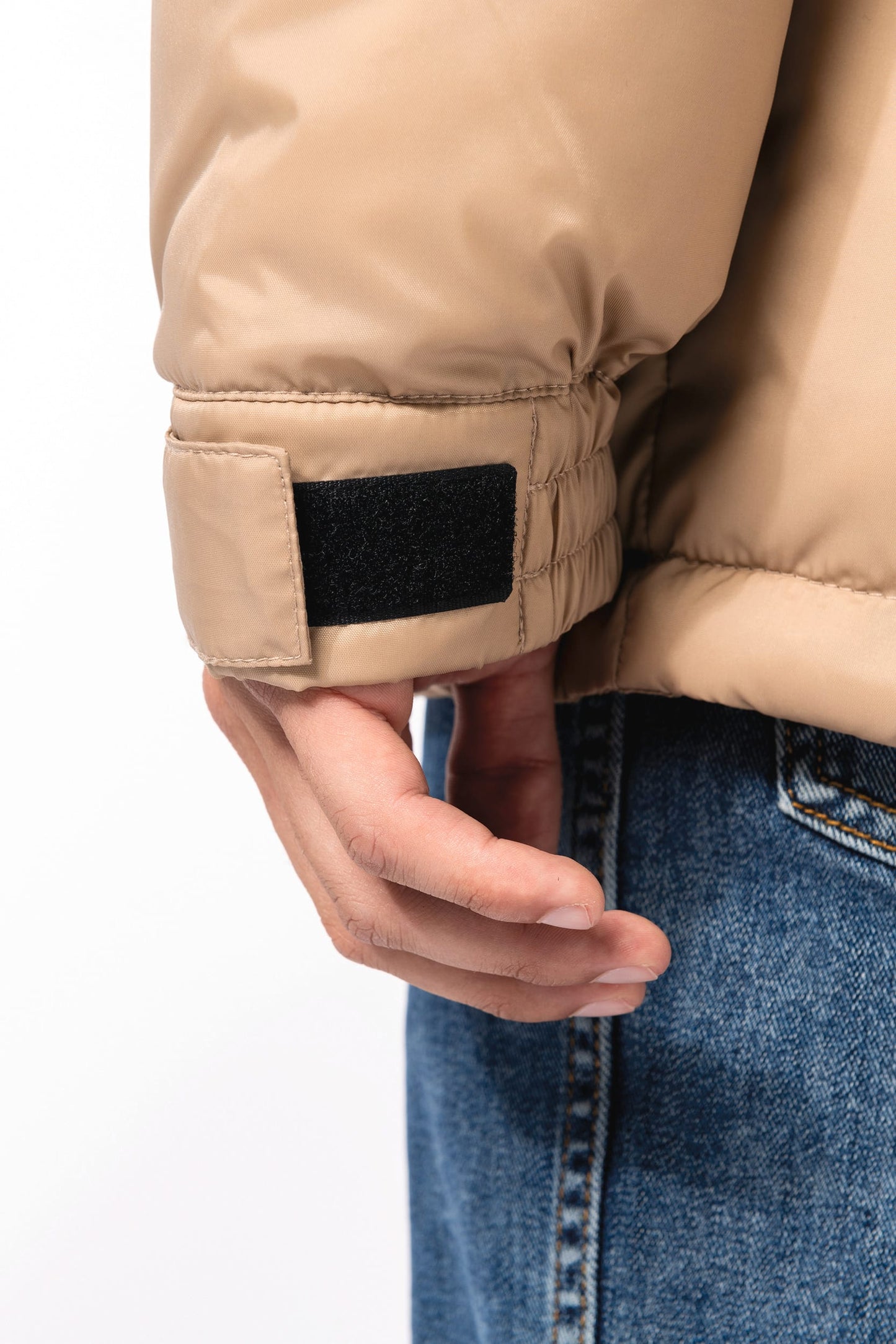 K6163 - Parka imbottito con cappuccio bicolore unisex