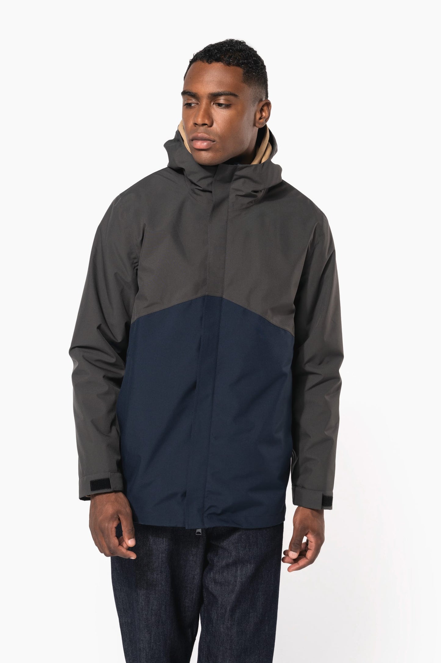 K6169 - Parka unisex 3 in 1 impermeabile con cappuccio bicolore