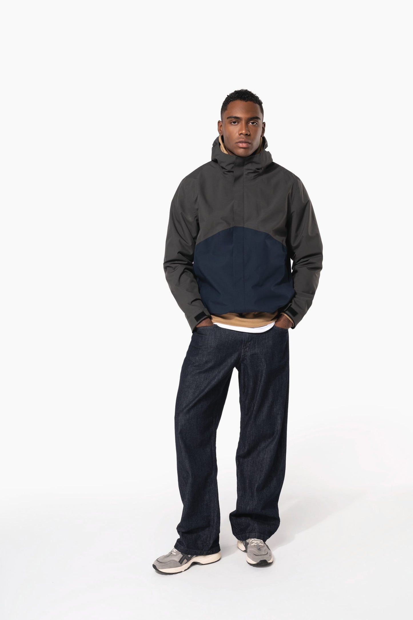 K6169 - Parka unisex 3 in 1 impermeabile con cappuccio bicolore