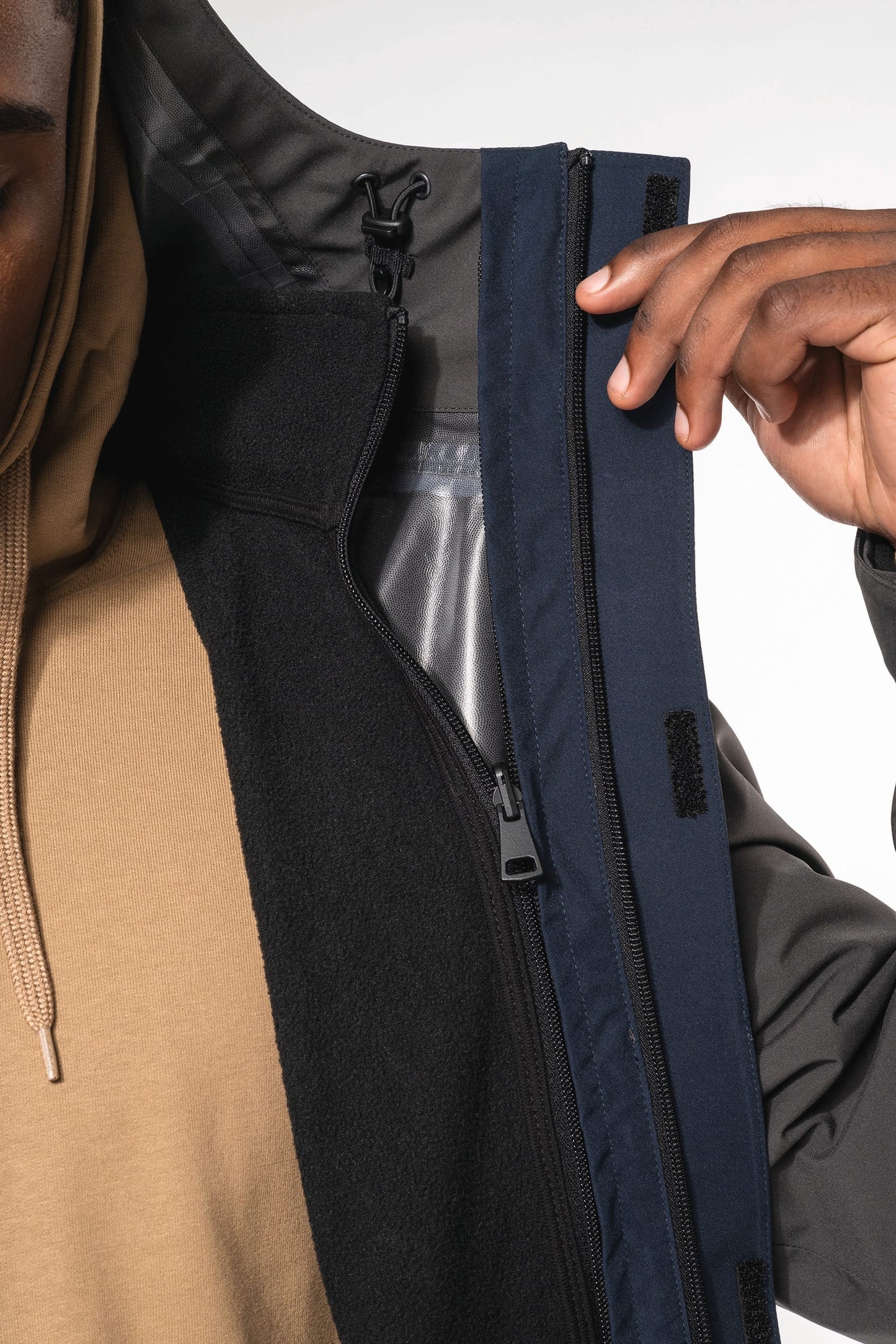 K6169 - Parka unisex 3 in 1 impermeabile con cappuccio bicolore