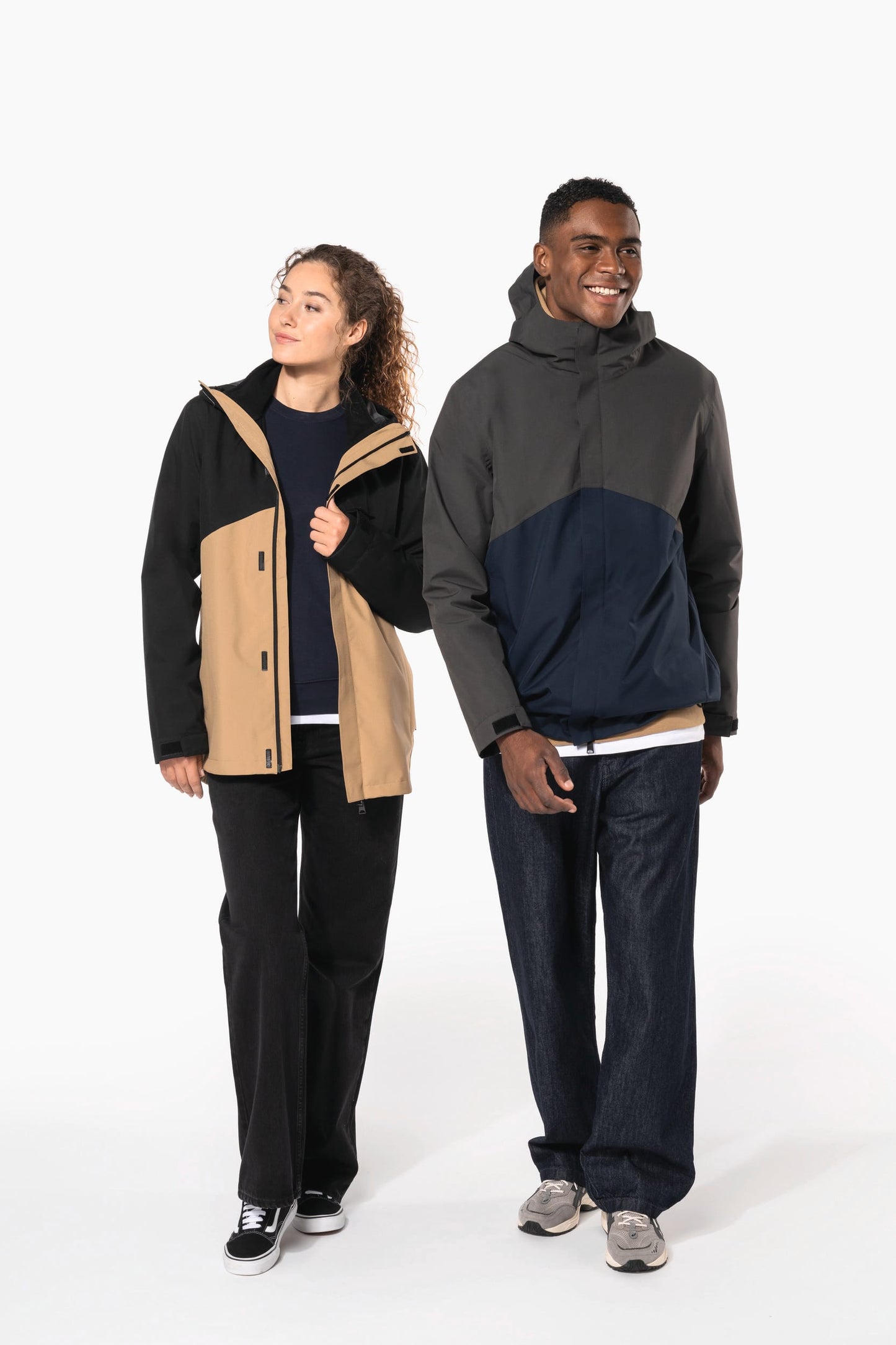K6169 - Parka unisex 3 in 1 impermeabile con cappuccio bicolore