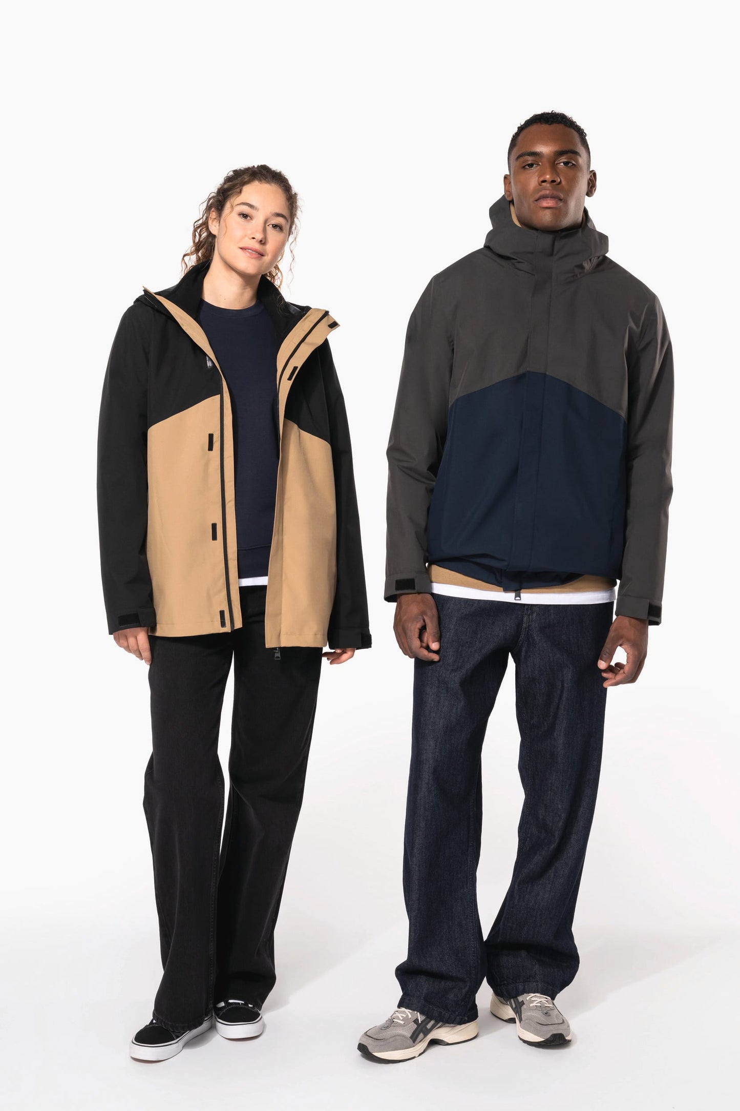 K6169 - Parka unisex 3 in 1 impermeabile con cappuccio bicolore