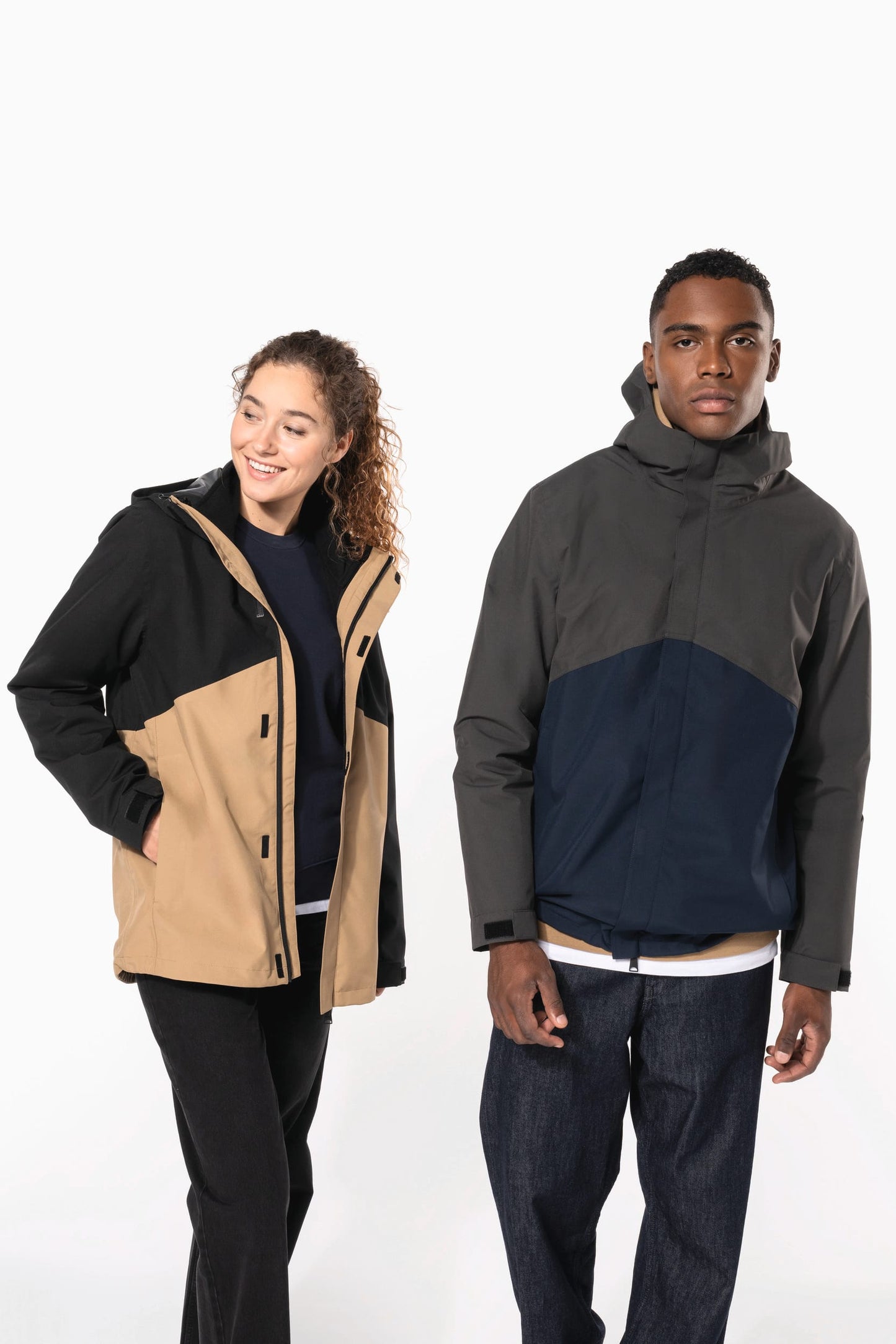K6169 - Parka unisex 3 in 1 impermeabile con cappuccio bicolore