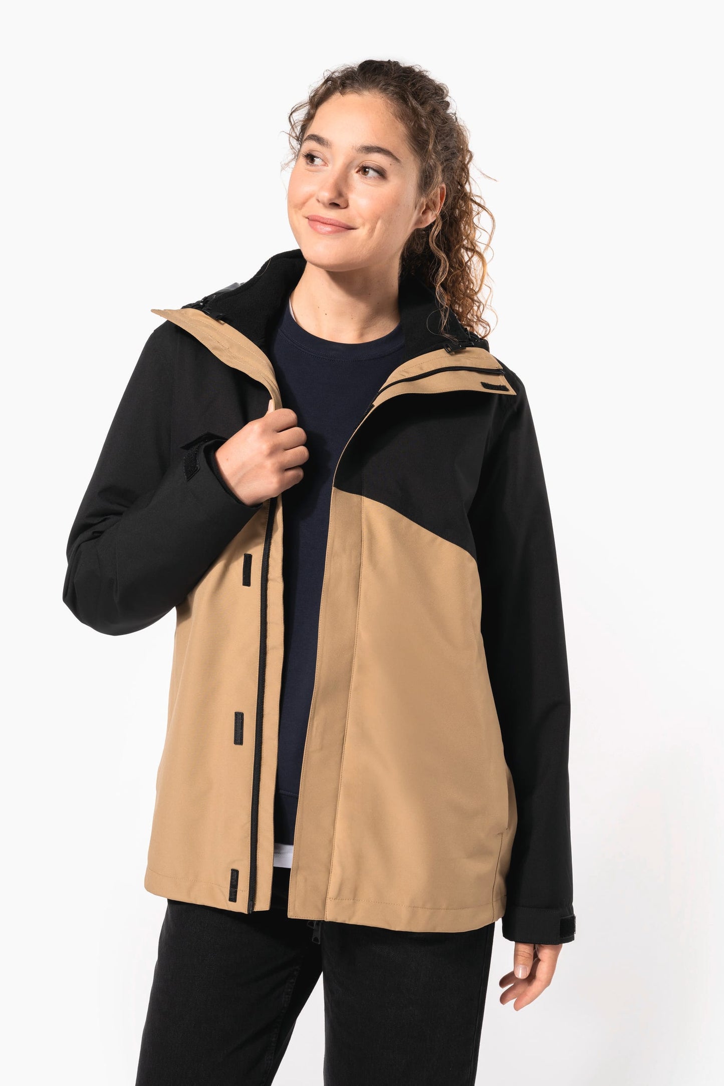 K6169 - Parka unisex 3 in 1 impermeabile con cappuccio bicolore