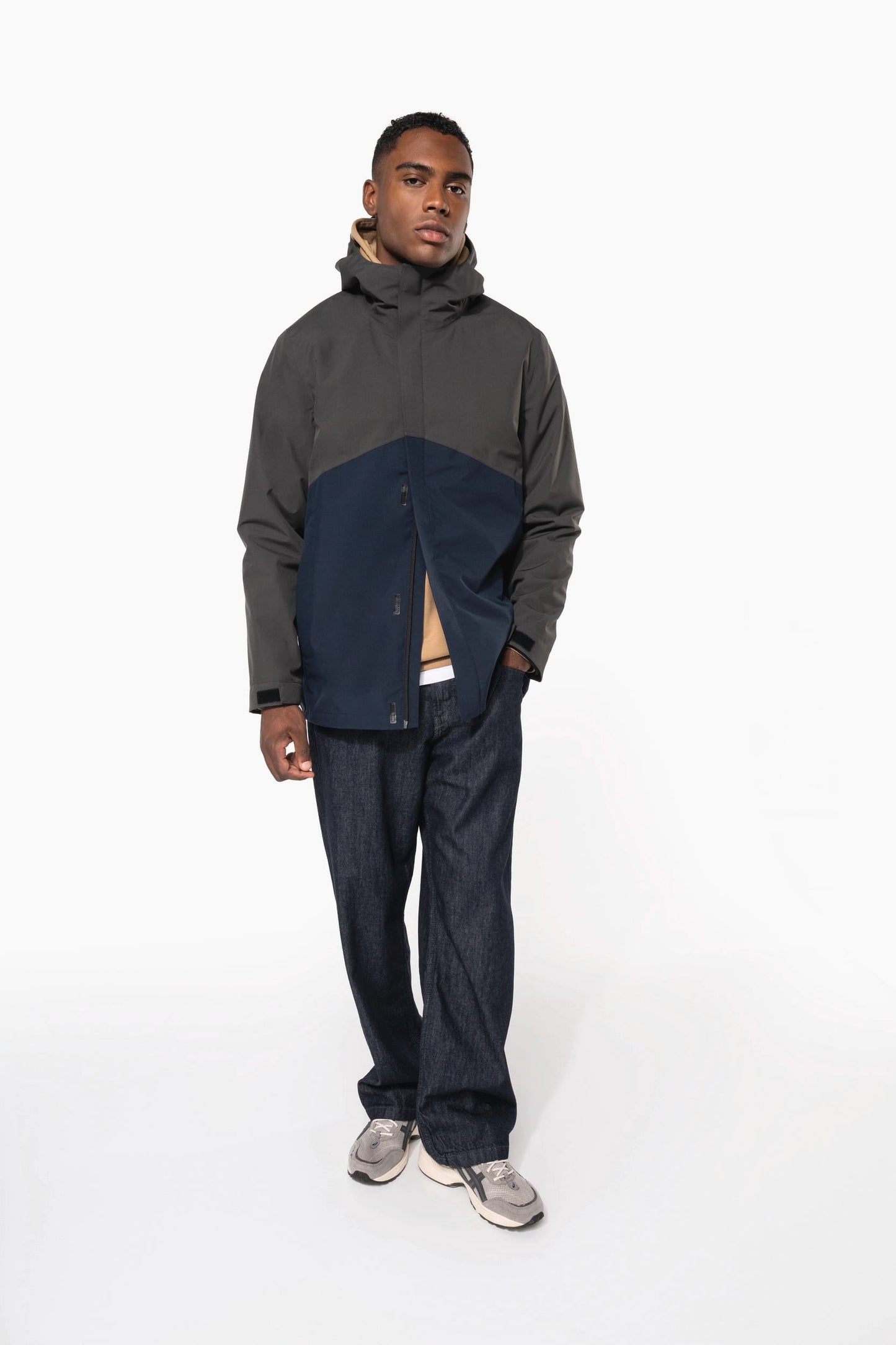 K6169 - Parka unisex 3 in 1 impermeabile con cappuccio bicolore