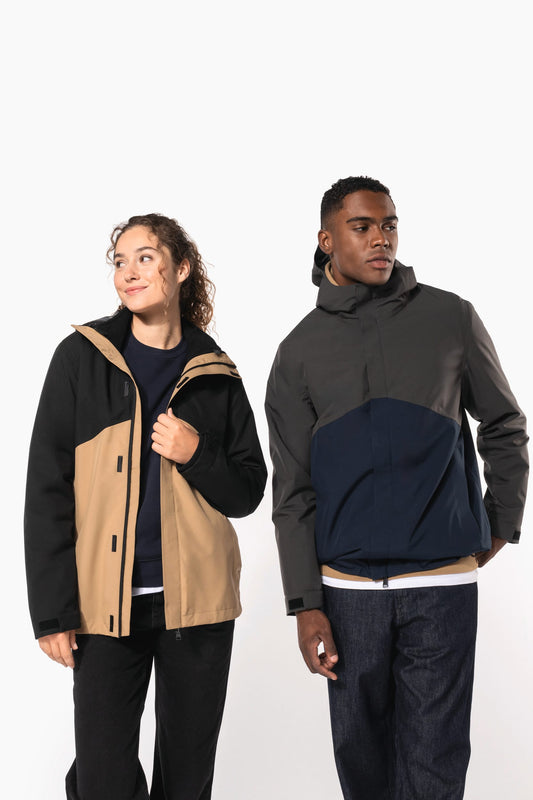 K6169 - Parka unisex 3 in 1 impermeabile con cappuccio bicolore