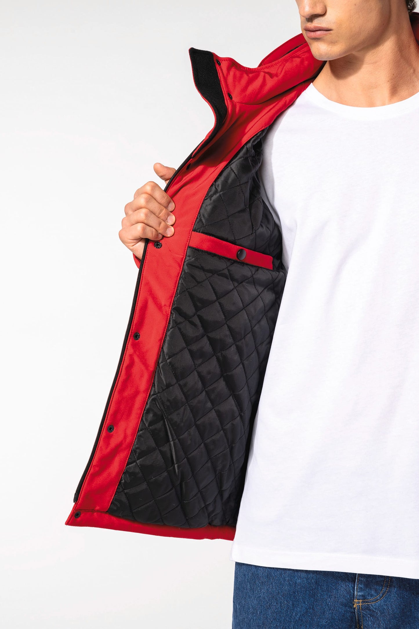 K650 - Parka uomo softshell imbottito con cappuccio