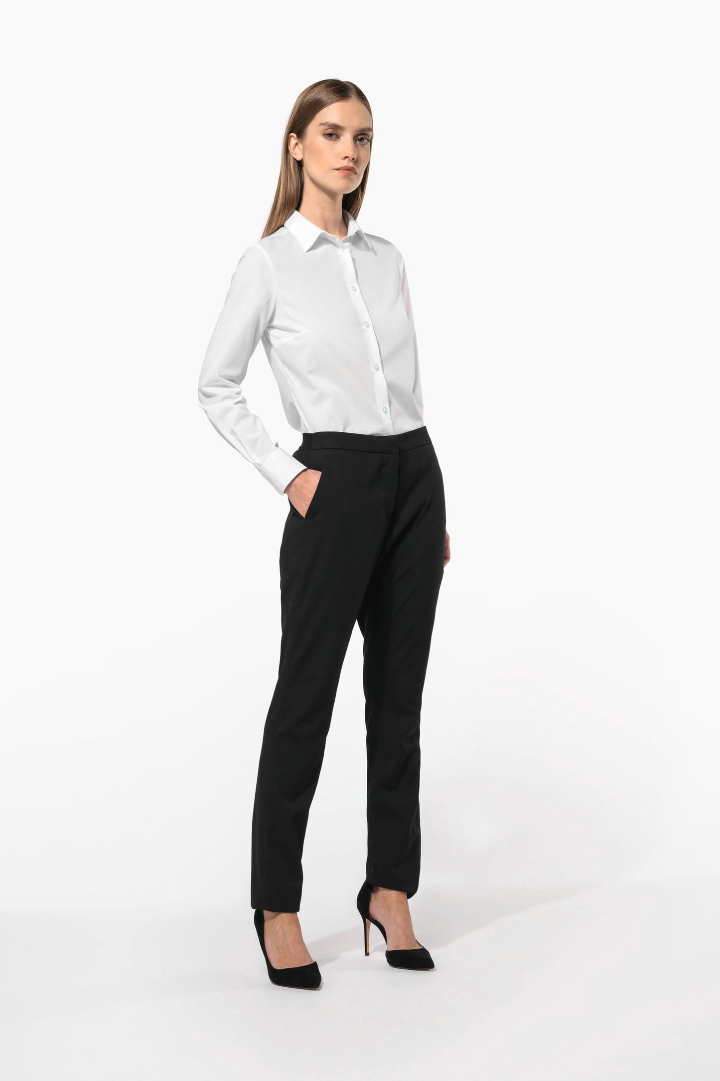 K584C - Camicia popeline policotone donna facile da lavare