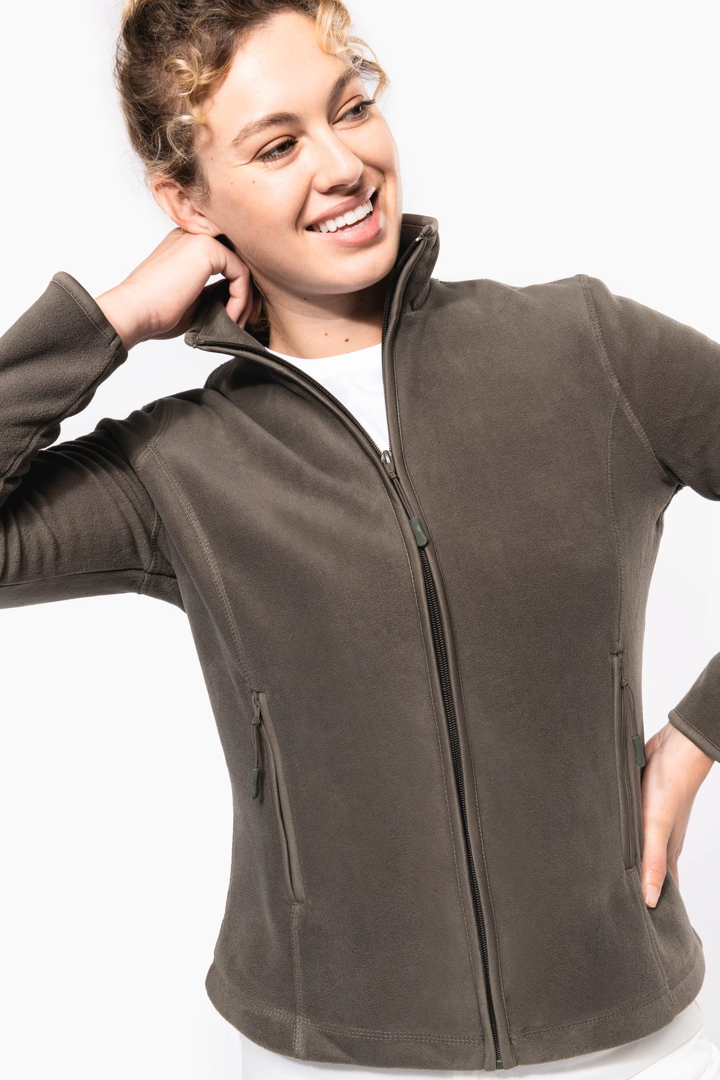 K907A - Giacca micropile con zip donna